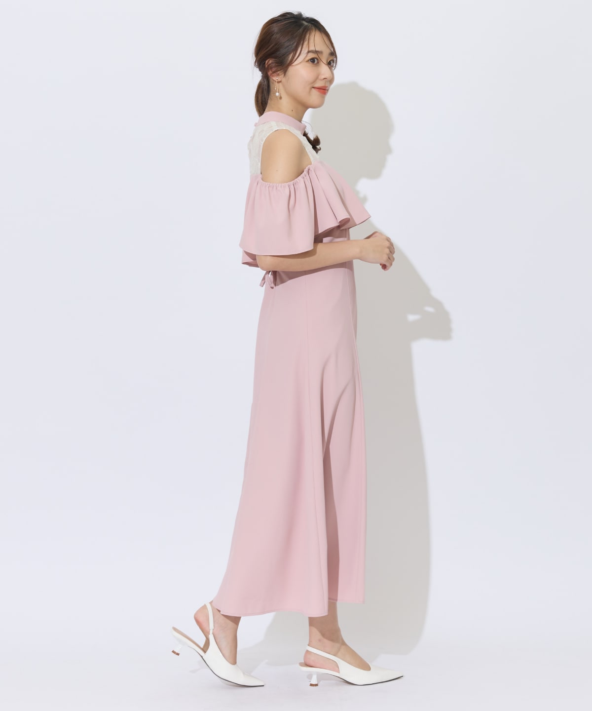 2WAYフラワーレースケープドレス