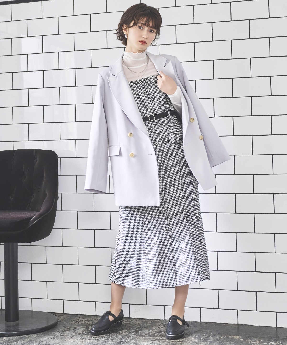 ダブルブレストオーバージャコット