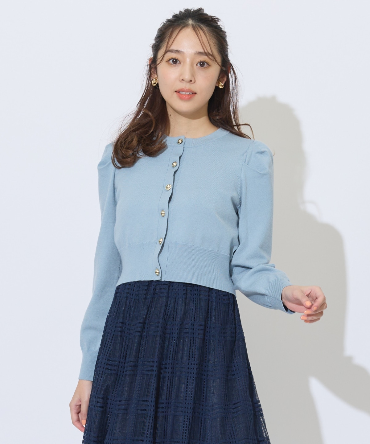 パワショルクルーネックカーディガン