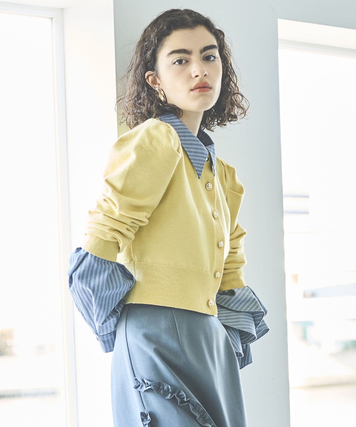 パワショルクルーネックカーディガン