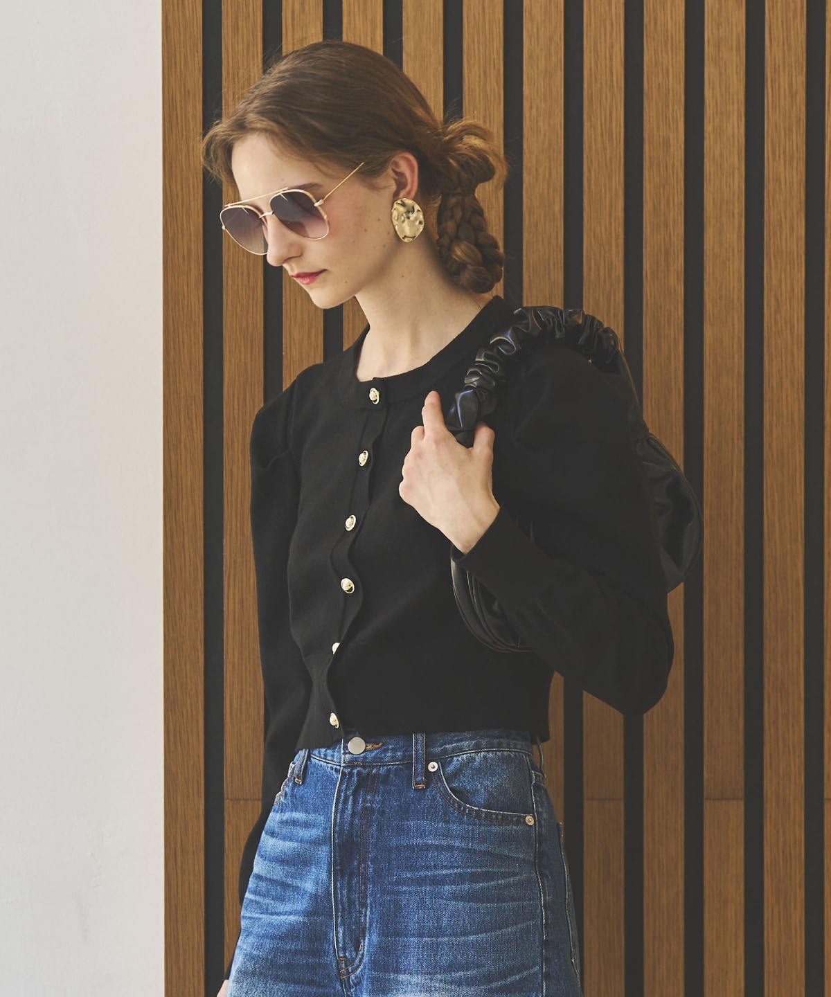 パワショルクルーネックカーディガン