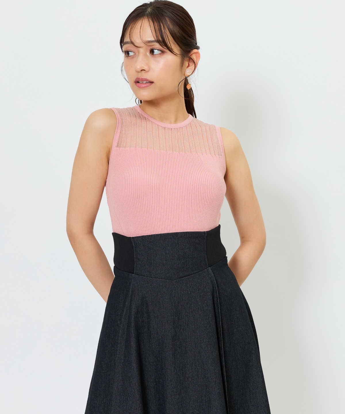 シアー切替ノースリトップス