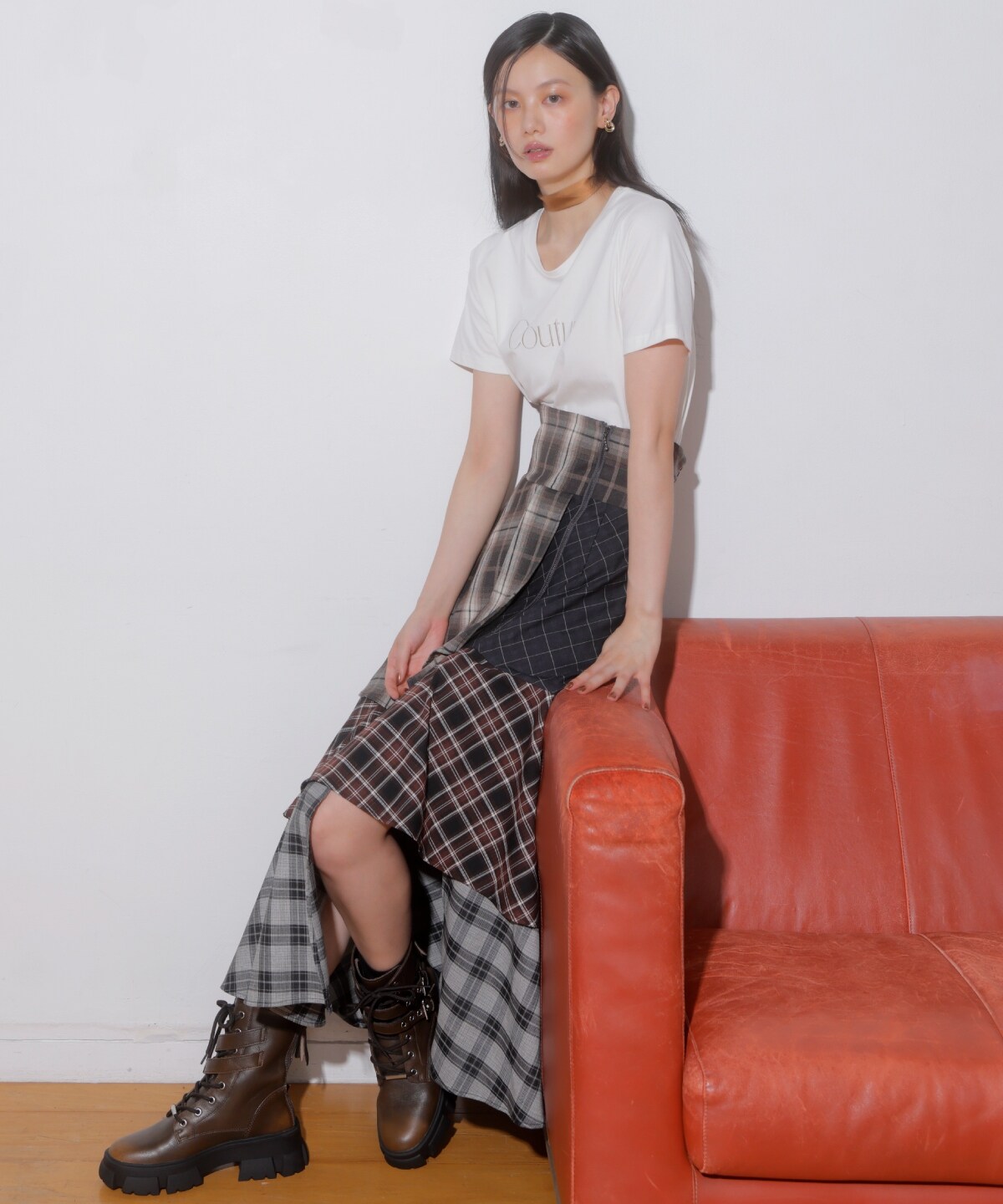 パッチワークティアードスカート