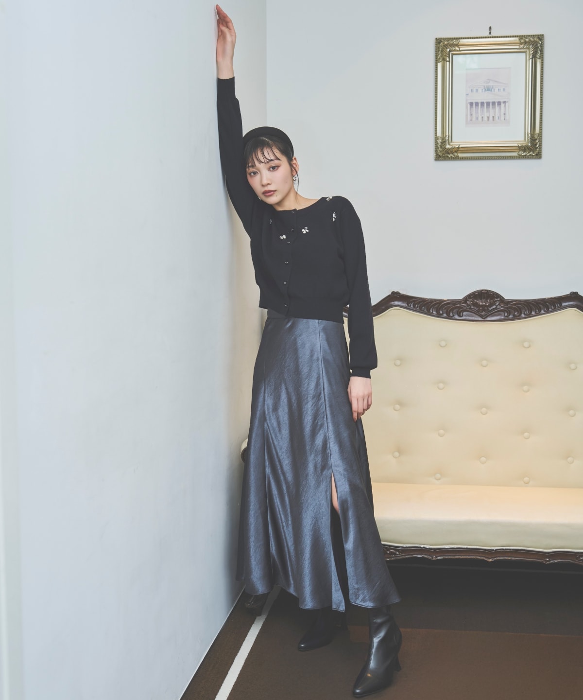 サテンバイアススカート