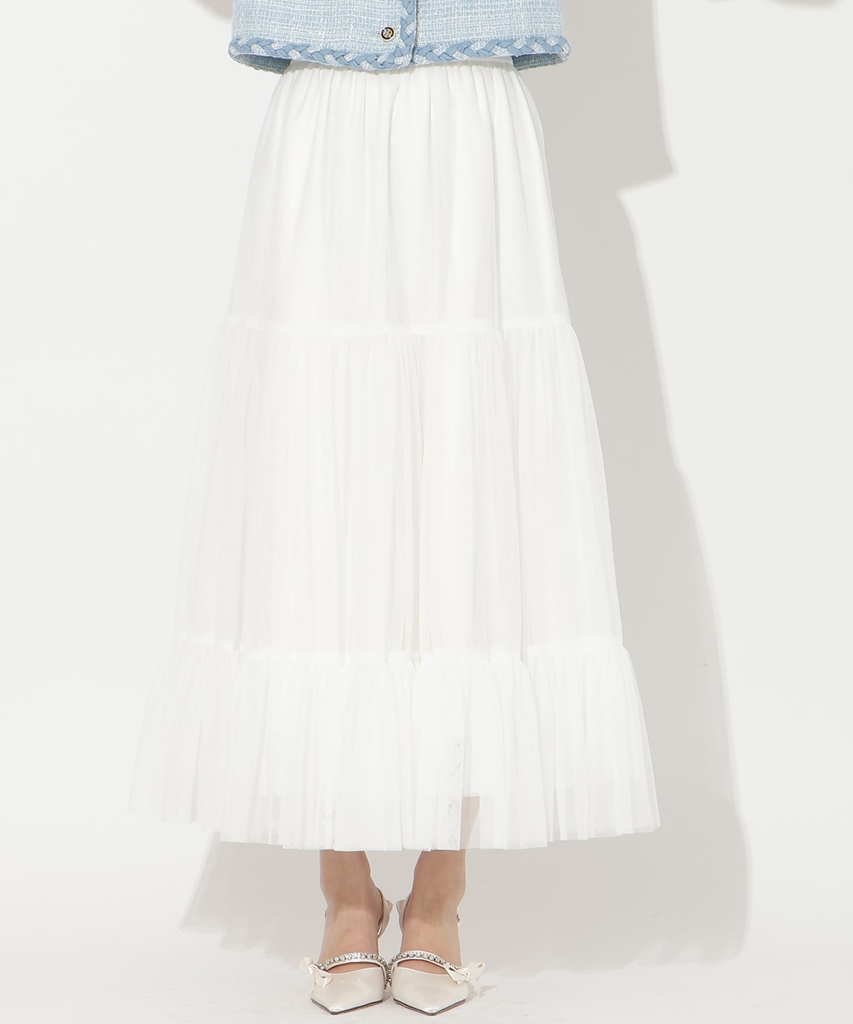 チュールティアードギャザースカート