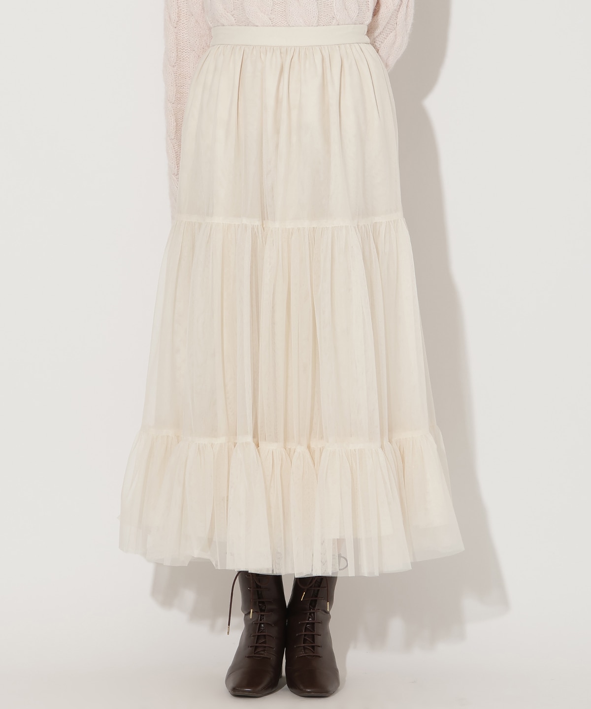 チュールティアードギャザースカート
