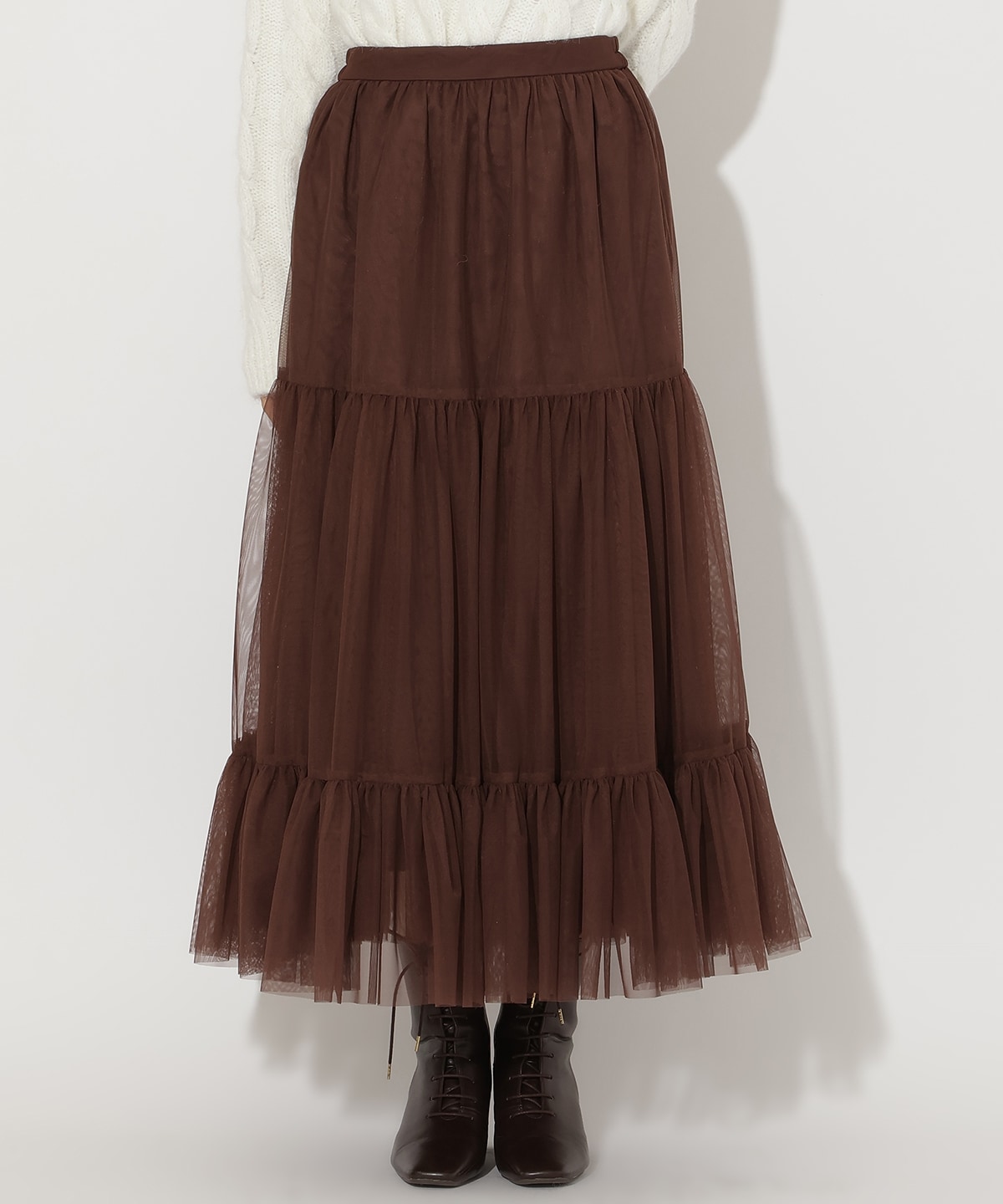 チュールティアードギャザースカート