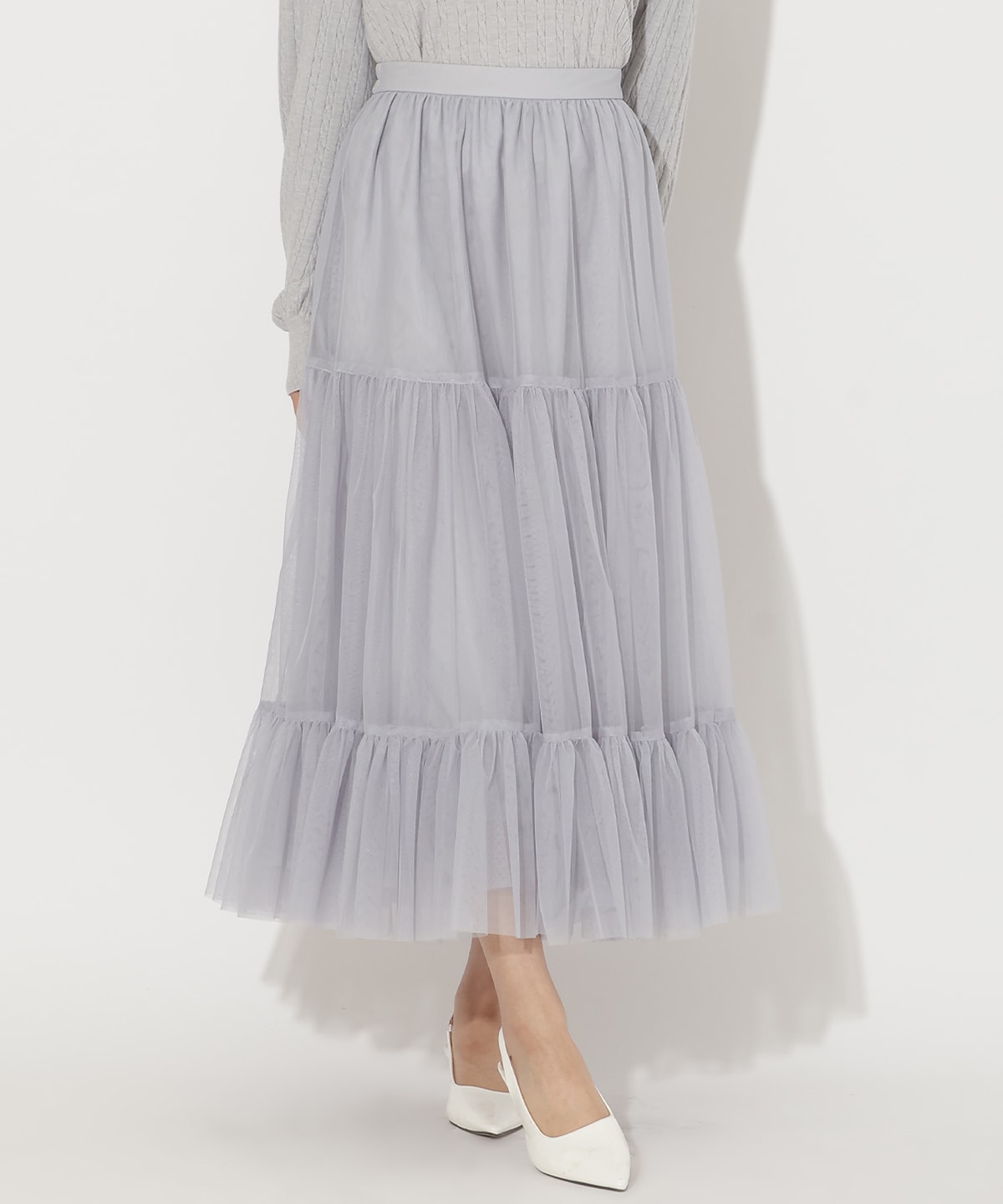 チュールティアードギャザースカート