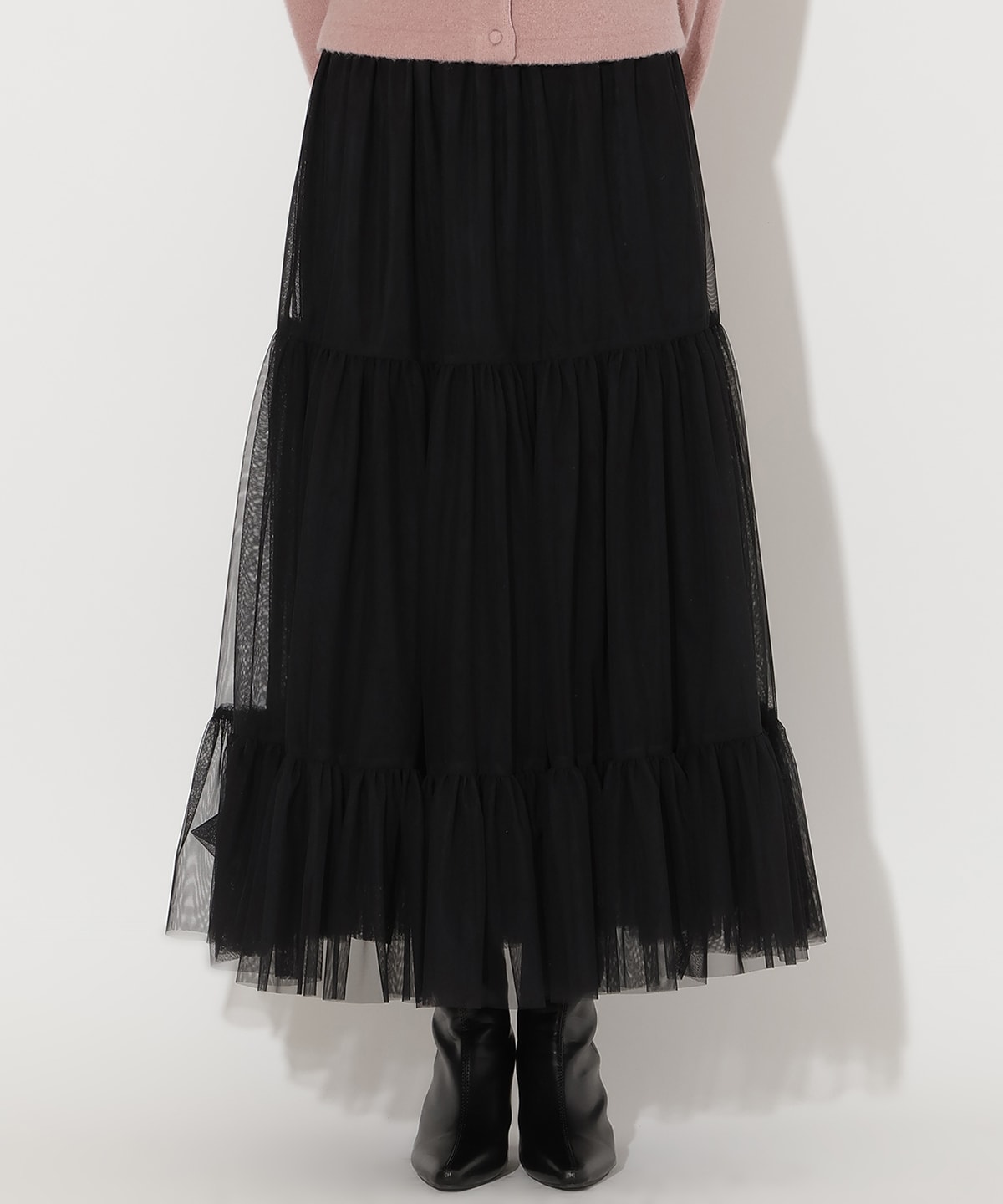 チュールティアードギャザースカート