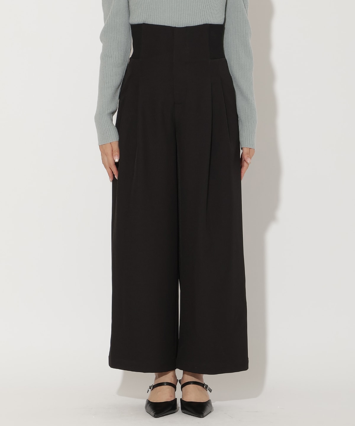 ウエストリブワイドパンツ