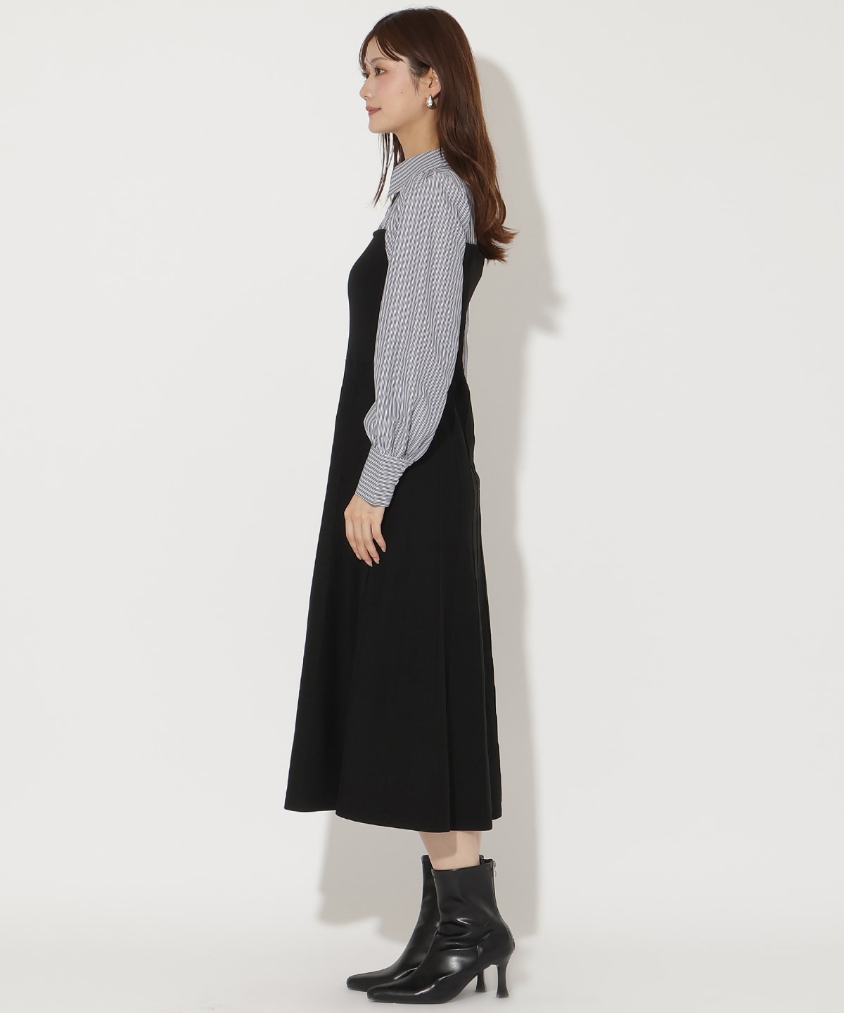 ニットビスチェ風スキッパーワンピース