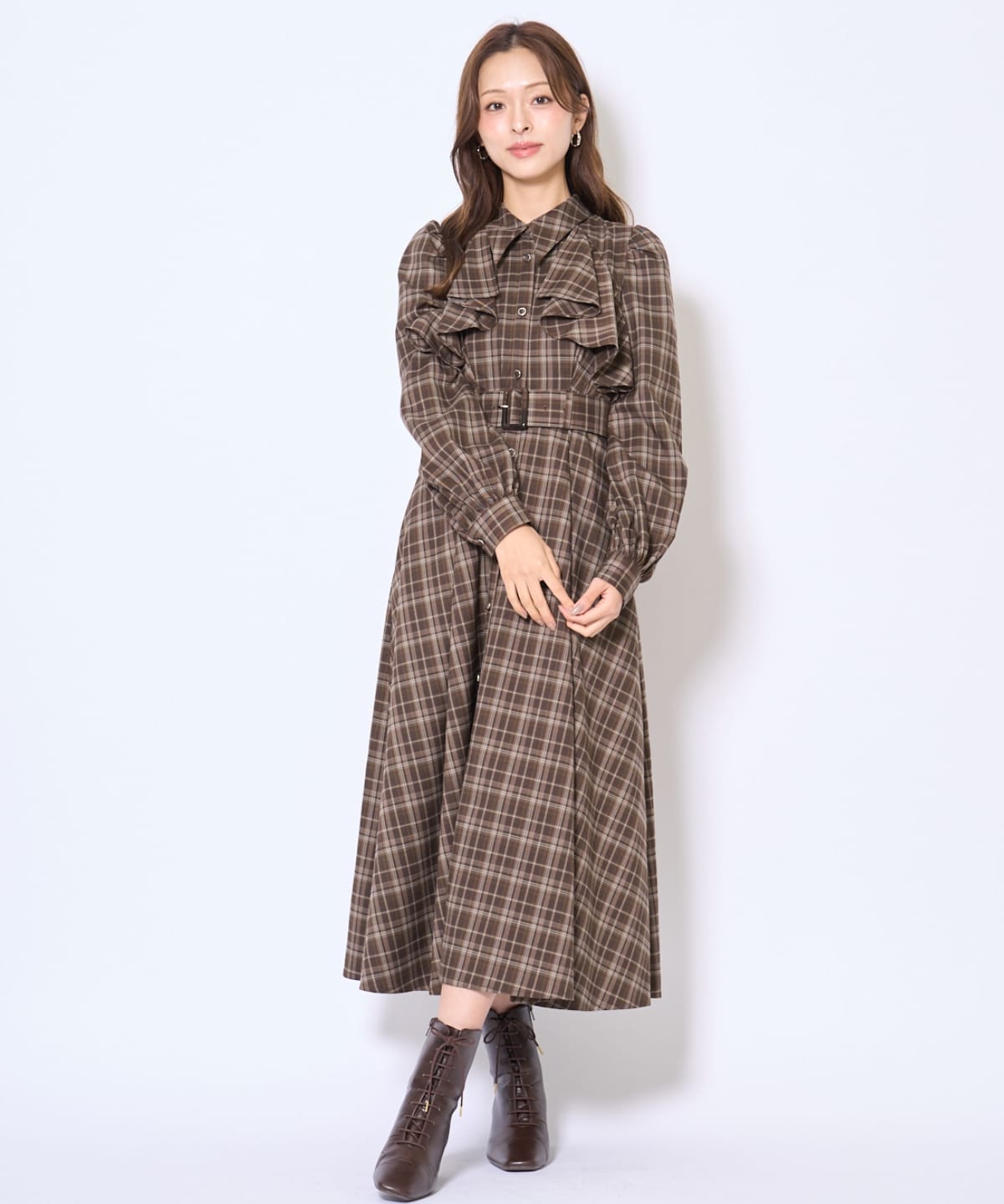 フリルケープシャツワンピース