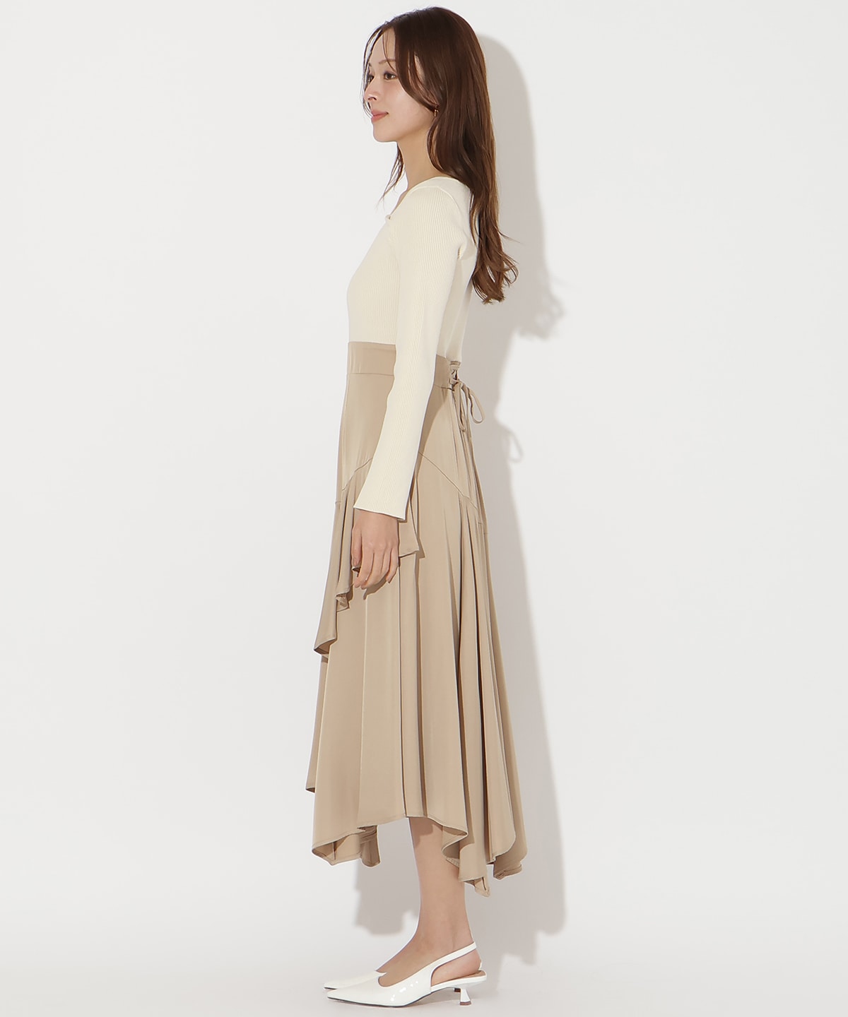 アシメスカートドッキングワンピース