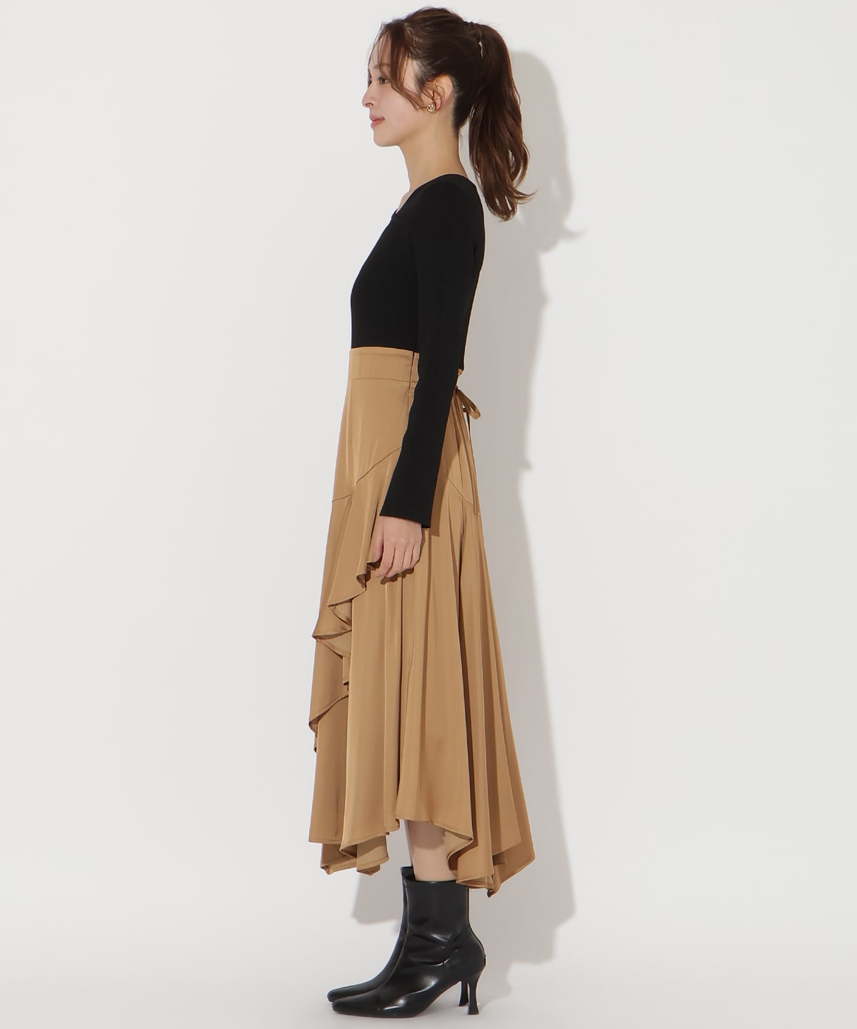 アシメスカートドッキングワンピース