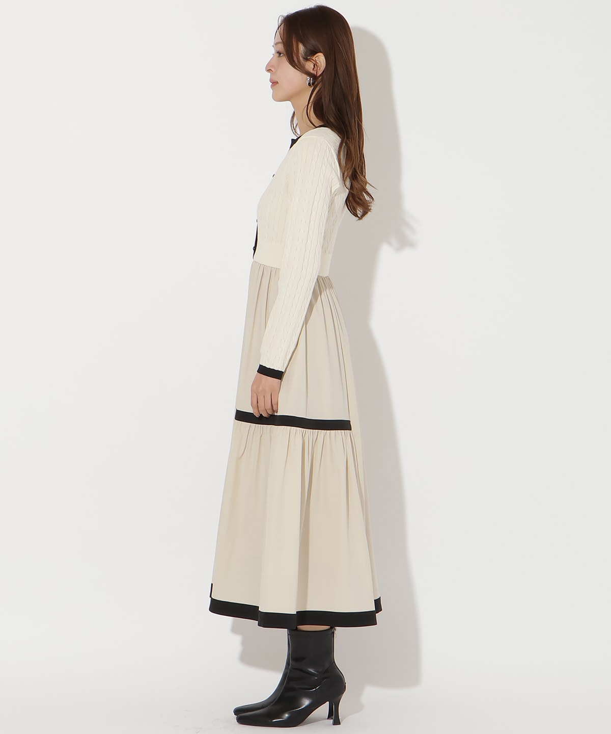 【先行予約受付中】ケーブル編みニットドッキングワンピース