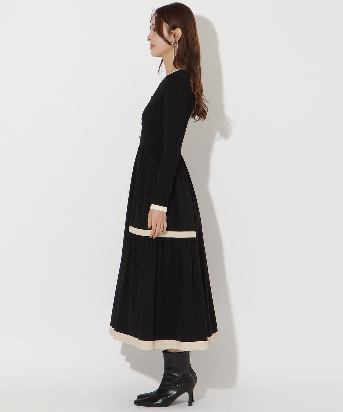 【先行予約受付中】ケーブル編みニットドッキングワンピース