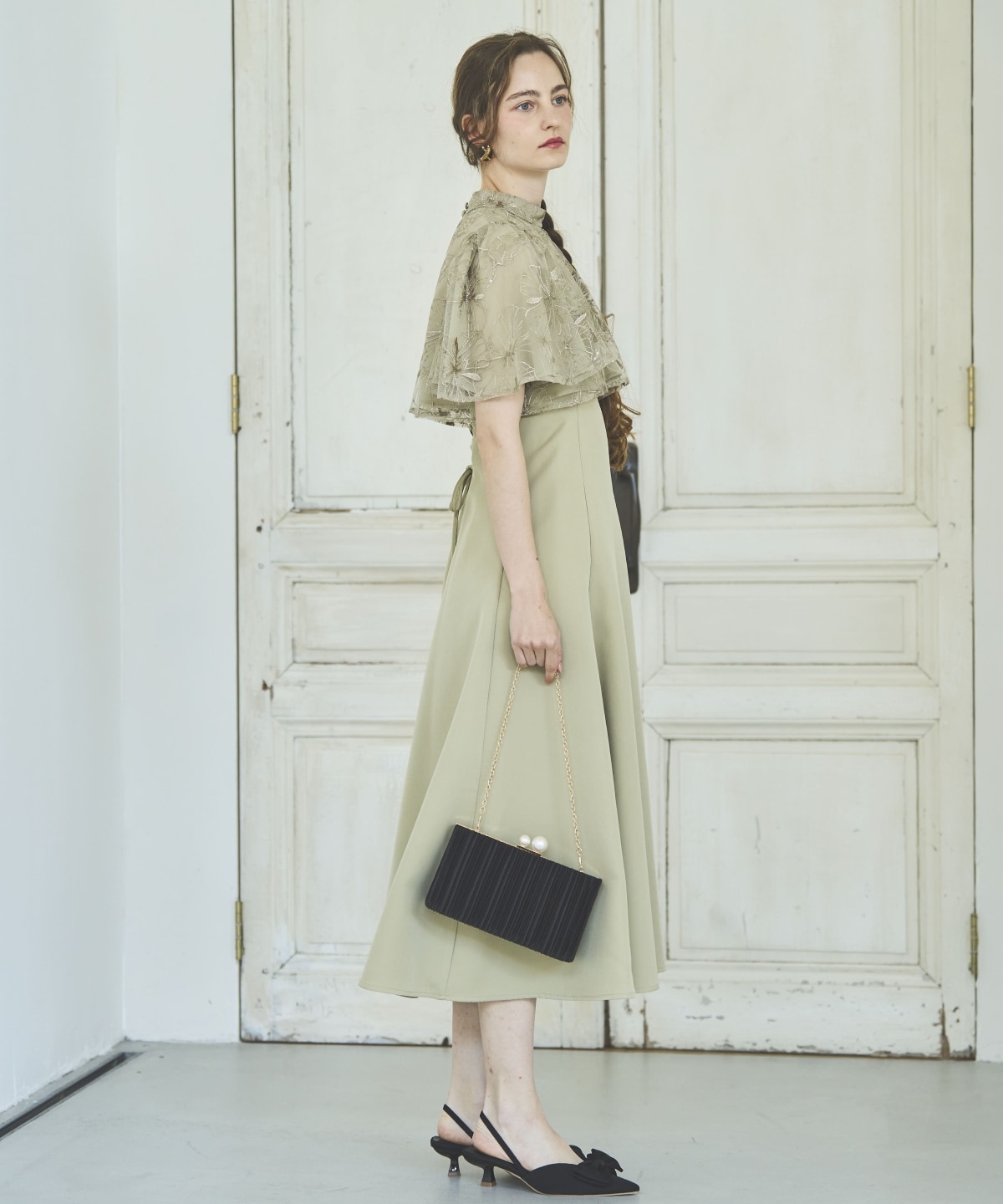 ラメフラワーチュールレイヤードドレス