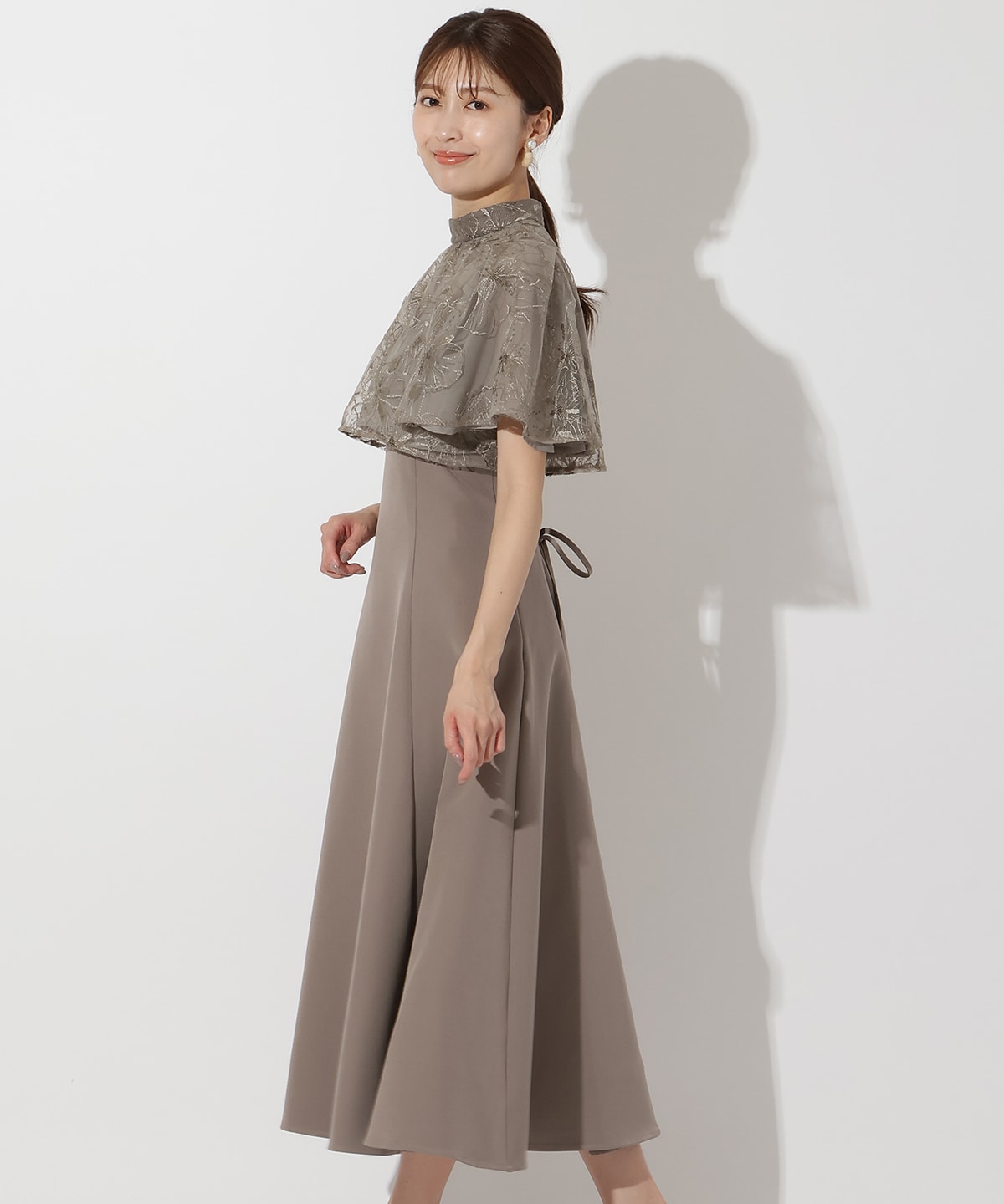 ラメフラワーチュールレイヤードドレス