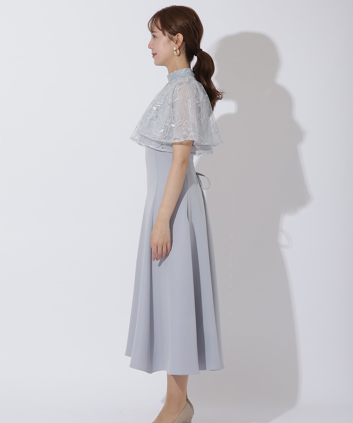 ラメフラワーチュールレイヤードドレス