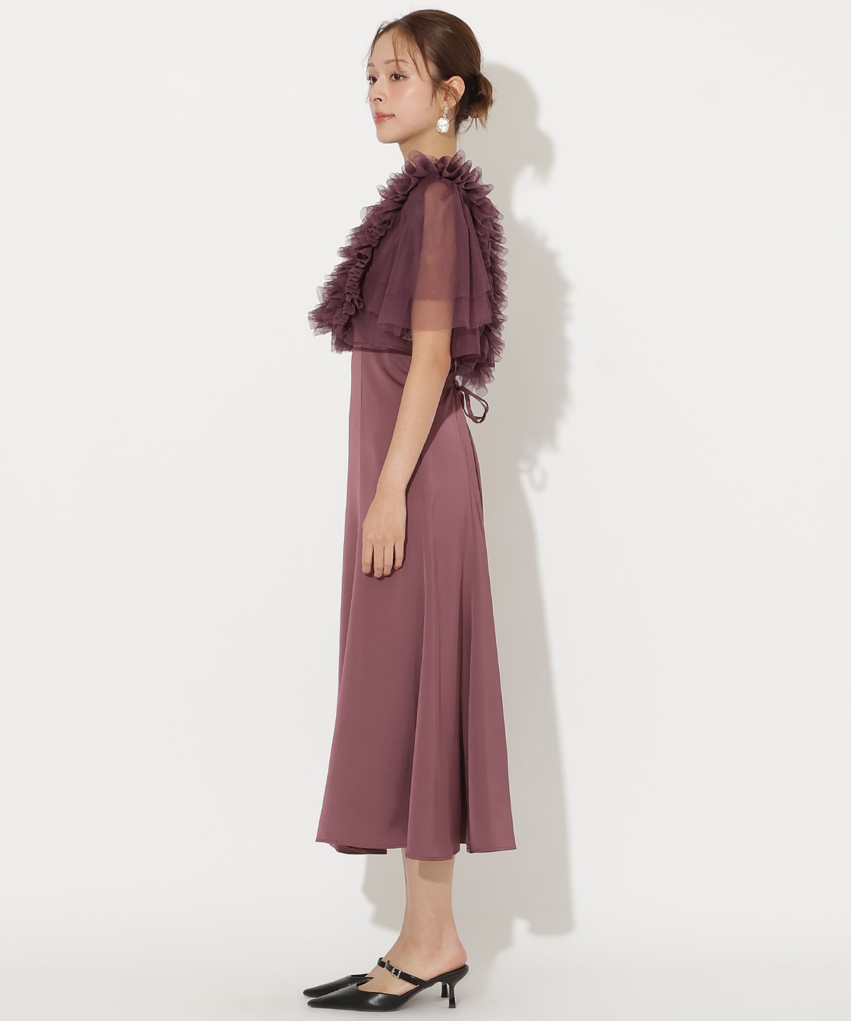 チュールフリルレイヤードドレス