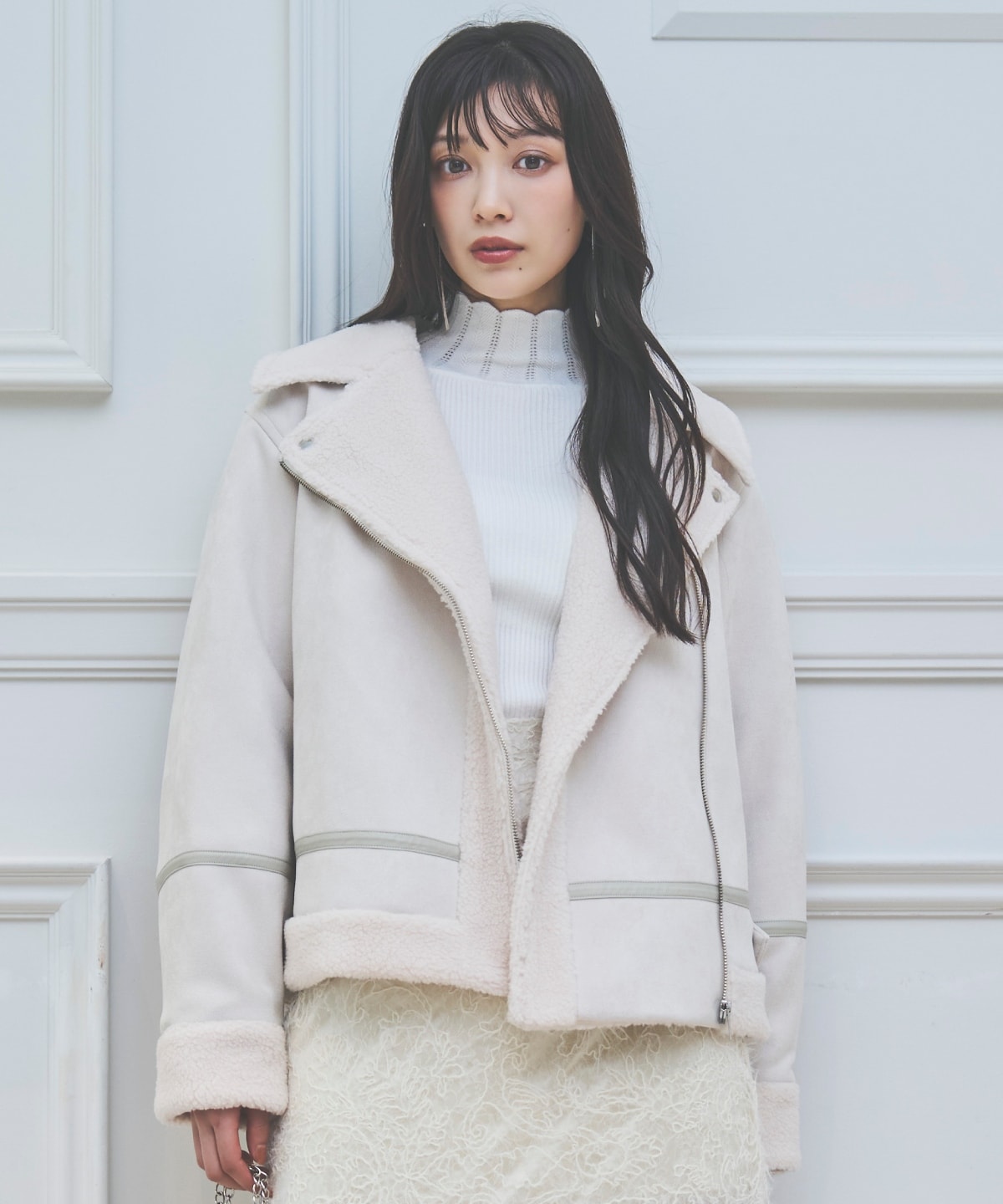 ムートンボアライダースブルゾン