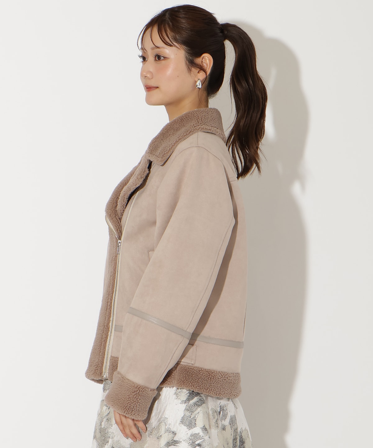 ムートンボアライダースブルゾン