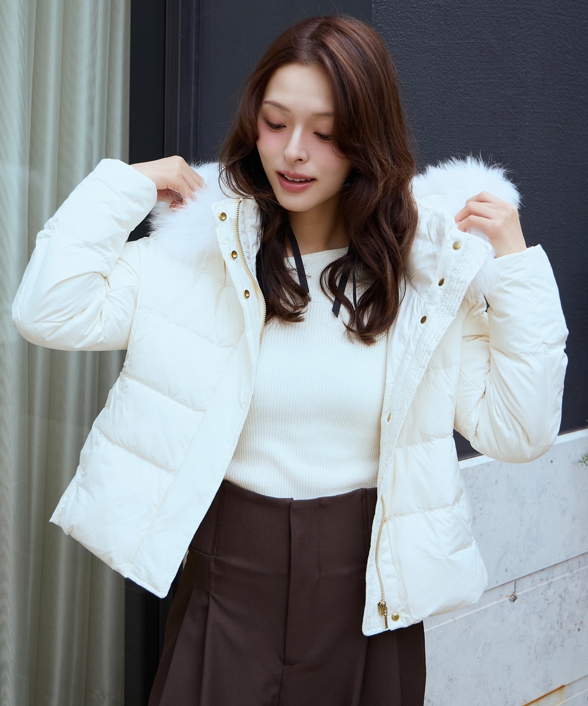 FOXファー付きショートダウン