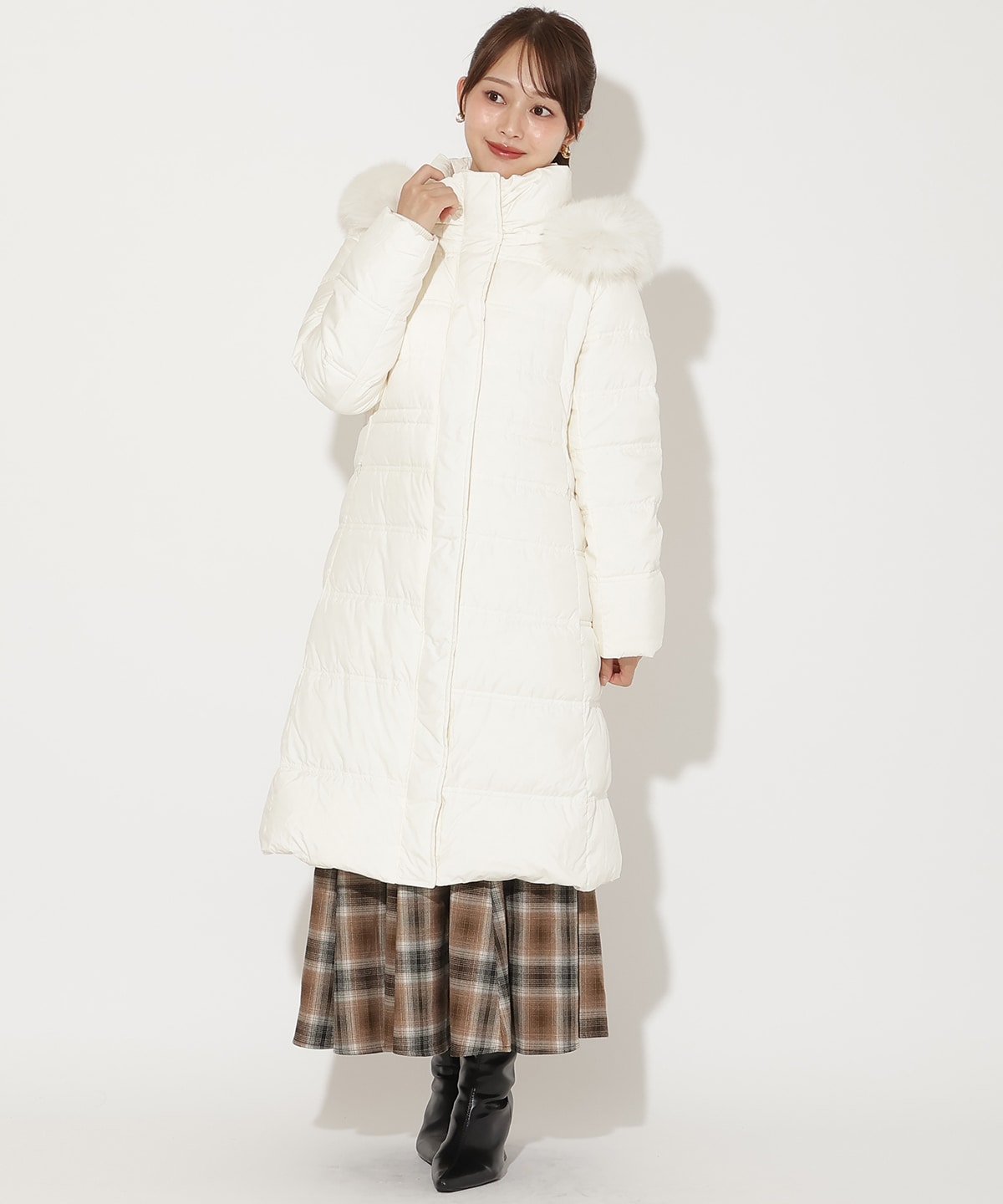 FOXファー付きミドルロングダウン