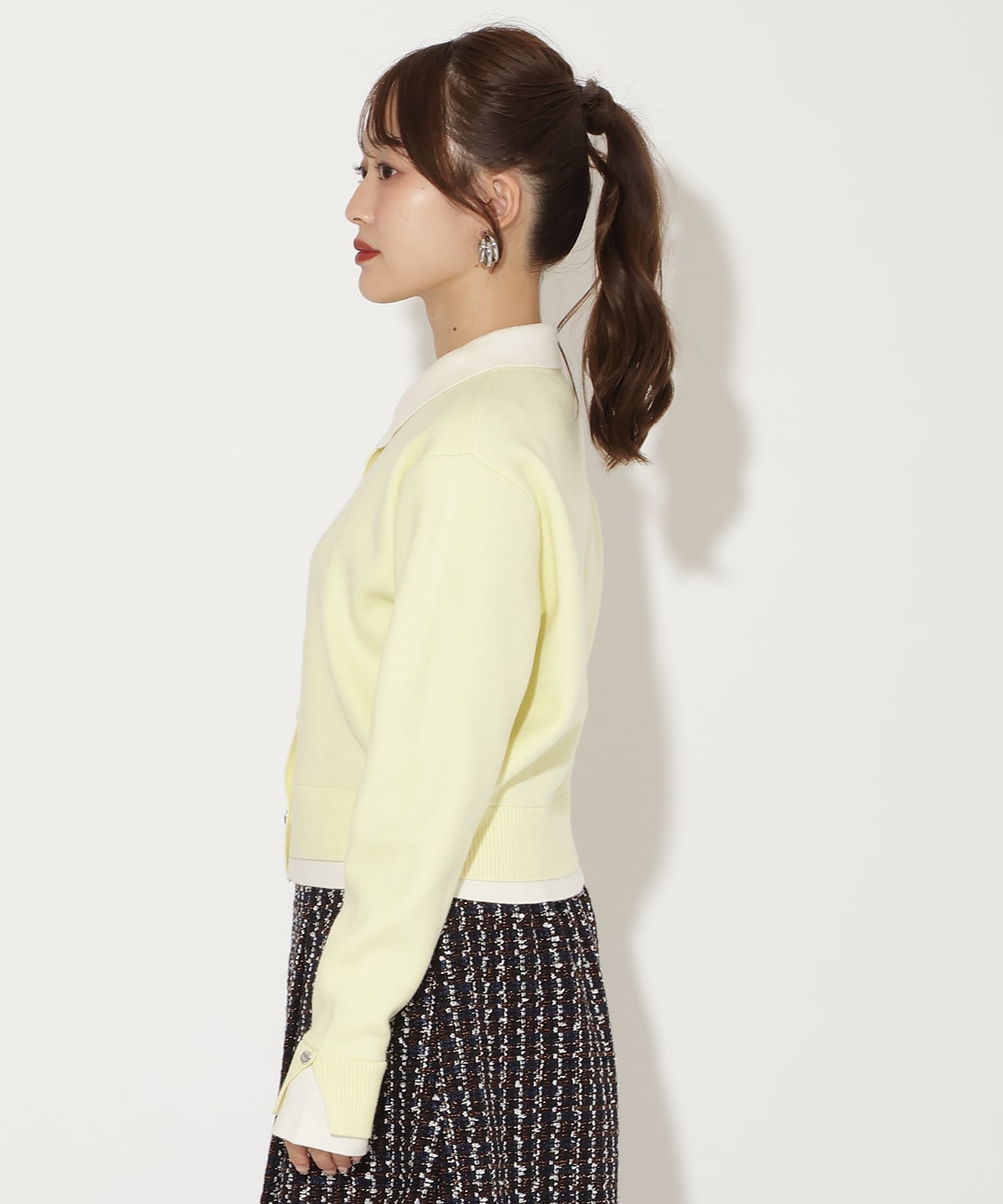 レイヤードライクニットカーデ