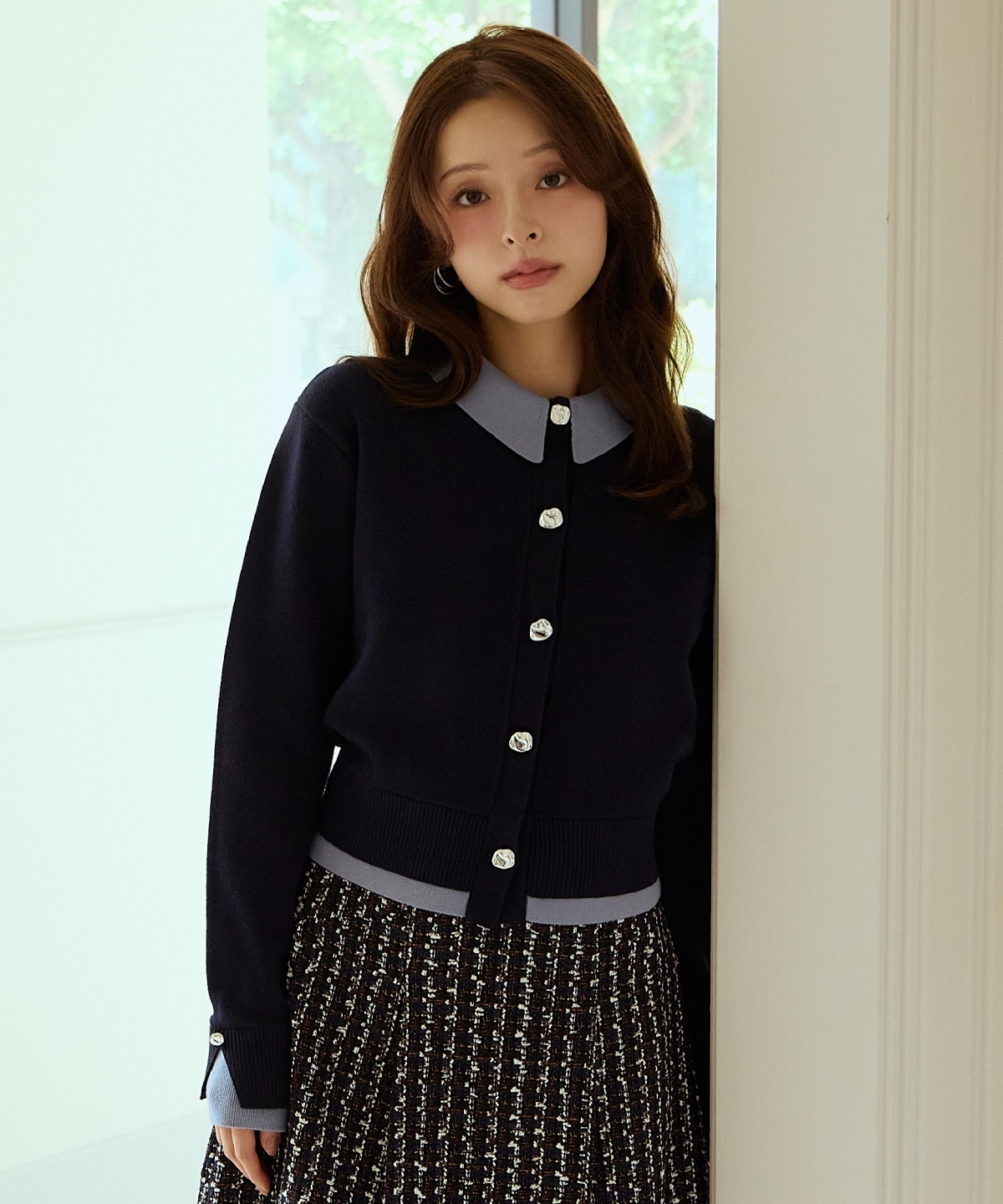 レイヤードライクニットカーデ