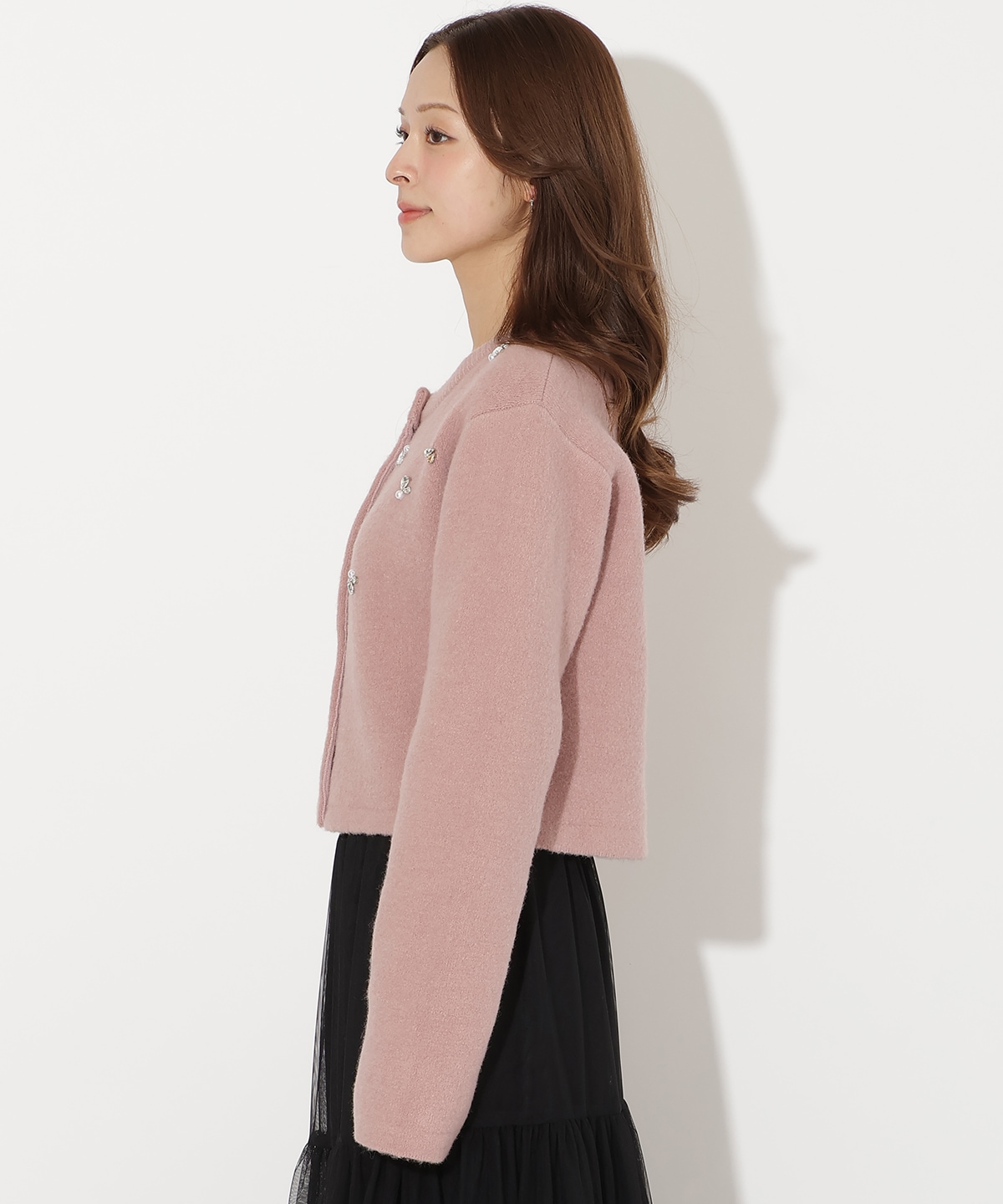 ビジュー付きニットカーディガン