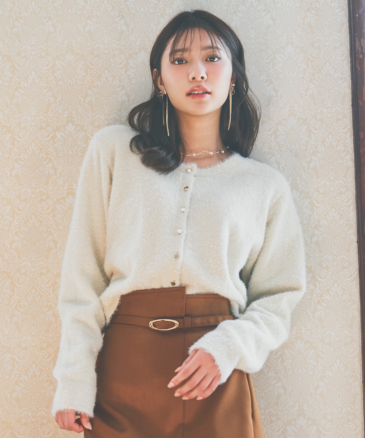 ラメシャギーニットカーディガン