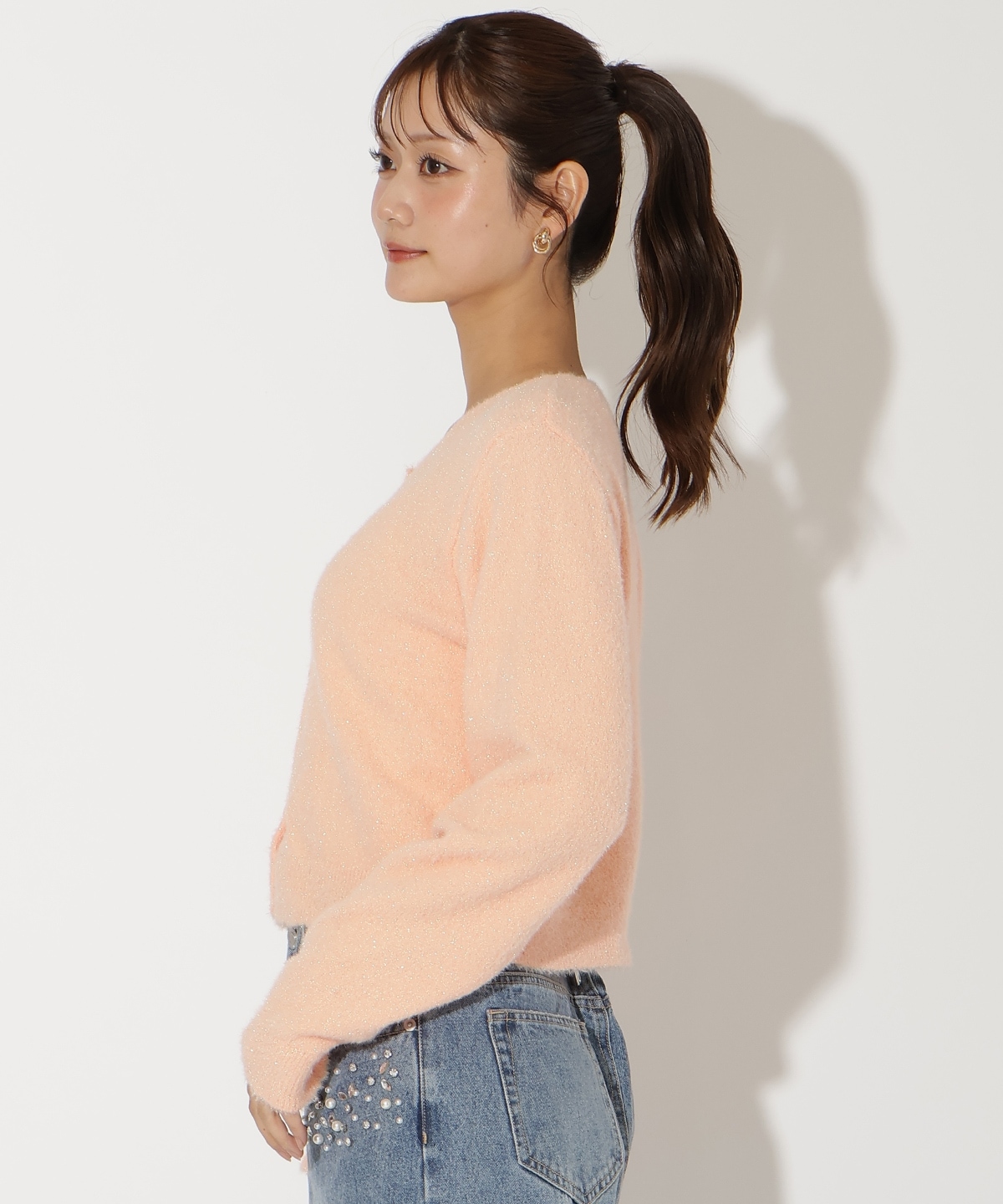 ラメシャギーニットカーディガン