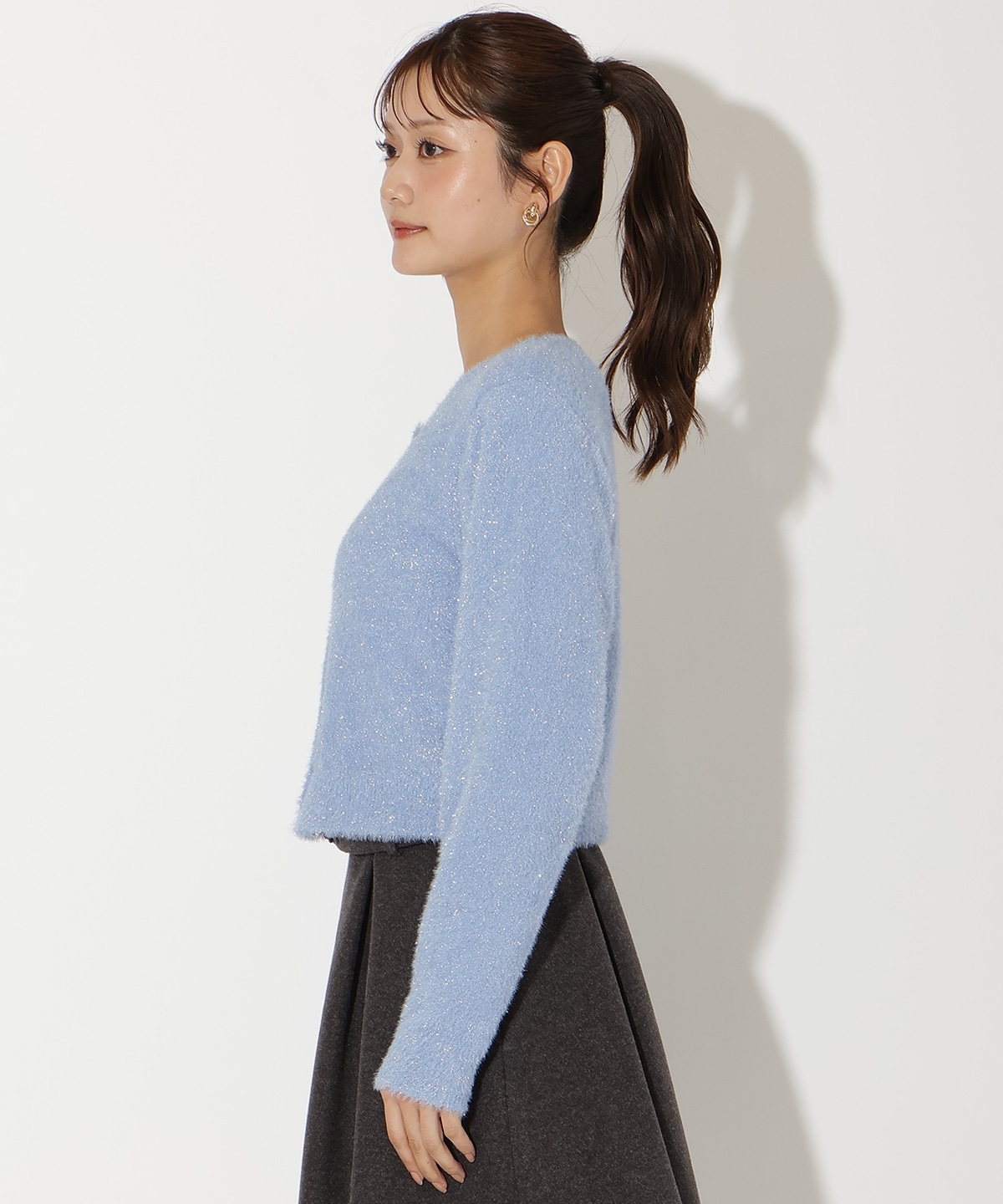 ラメシャギーニットカーディガン