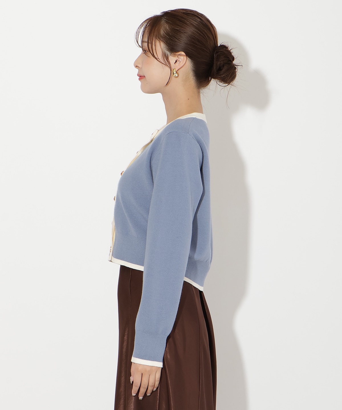 配色カーディガン