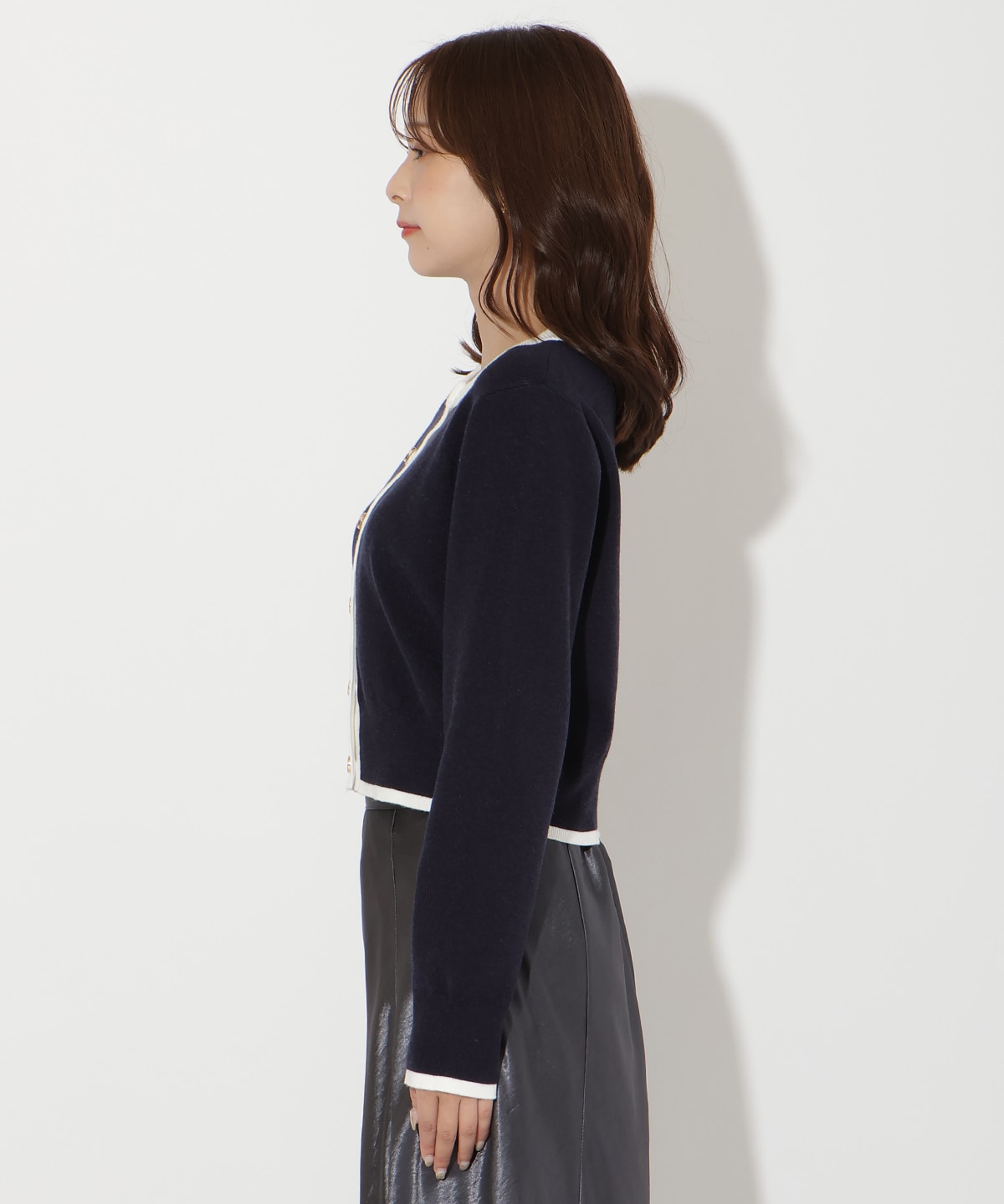 配色カーディガン