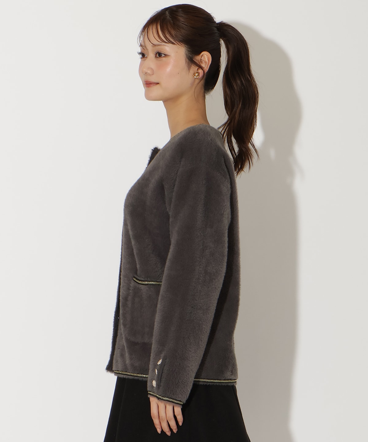 ダブルフェイスフェザーカーディガン