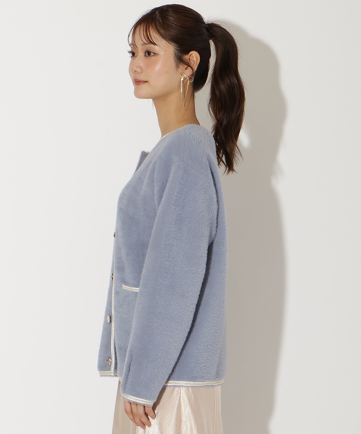 ダブルフェイスフェザーカーディガン