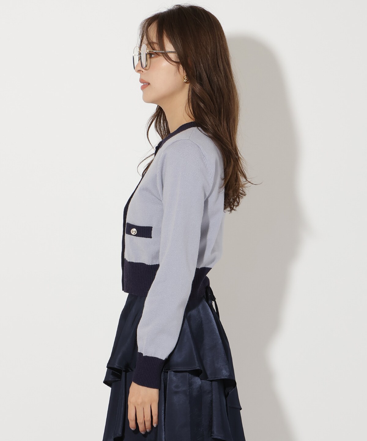 バイカラーアンサンブルニット