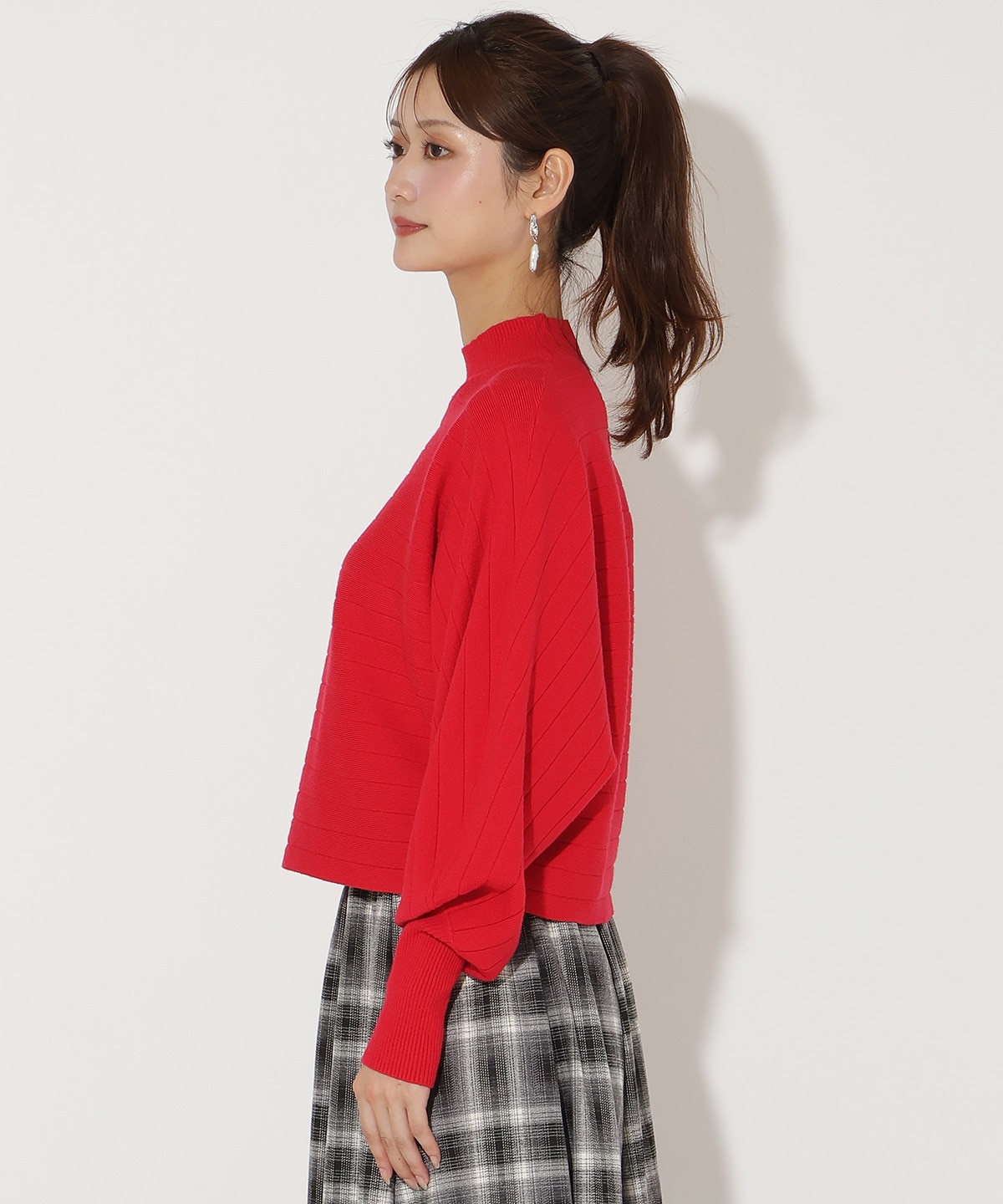 ワイドリブドルマンニット