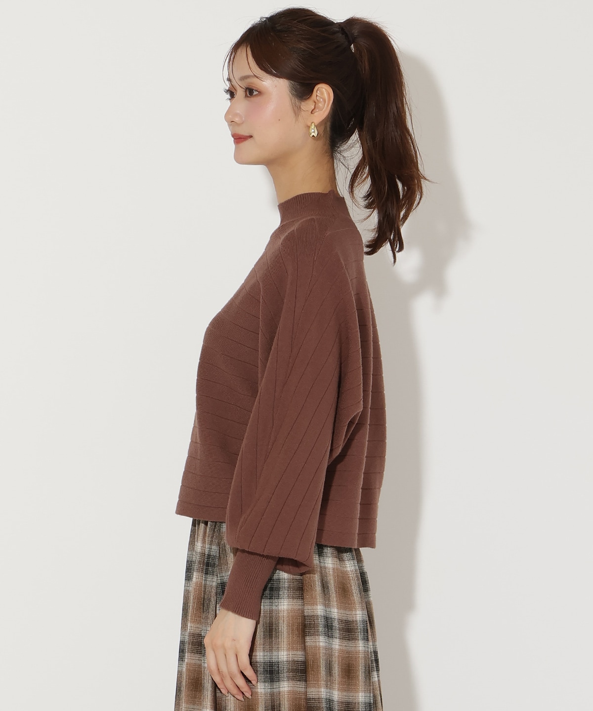 ワイドリブドルマンニット