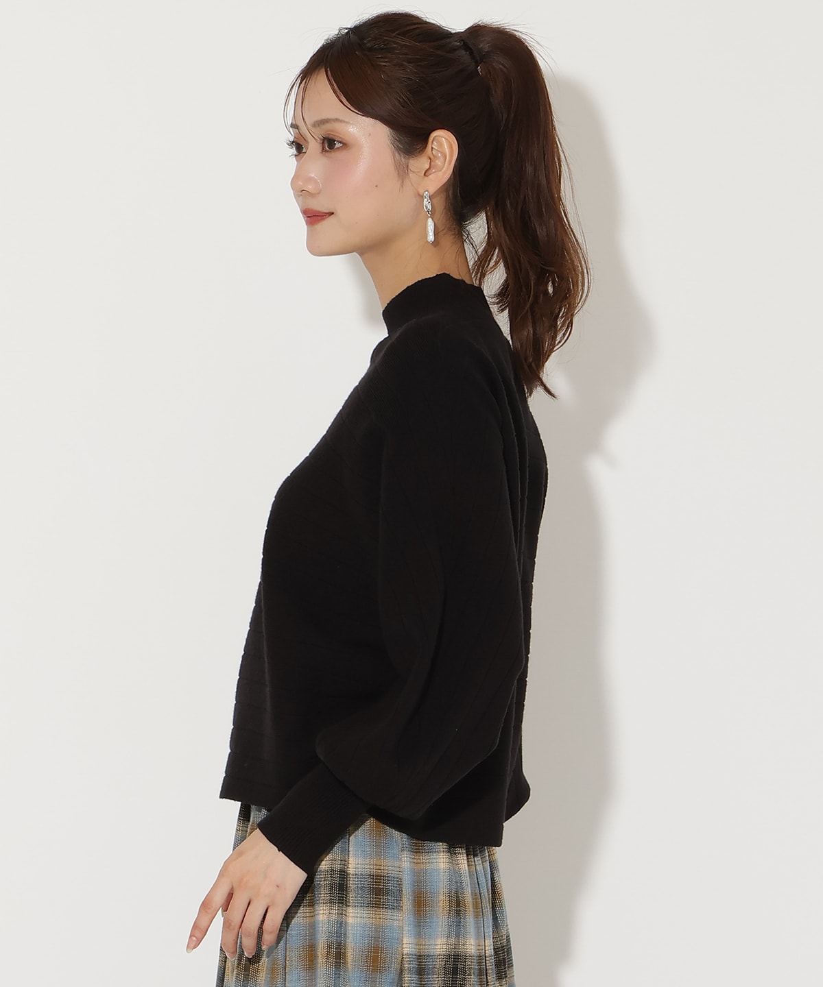 ワイドリブドルマンニット