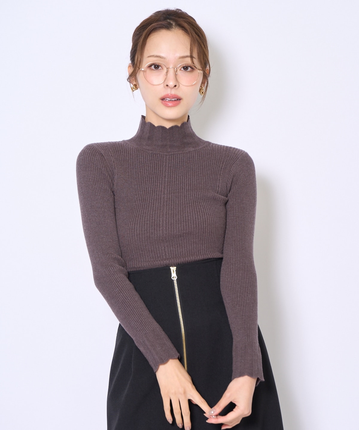 スカラハイネックニットプルオーバー