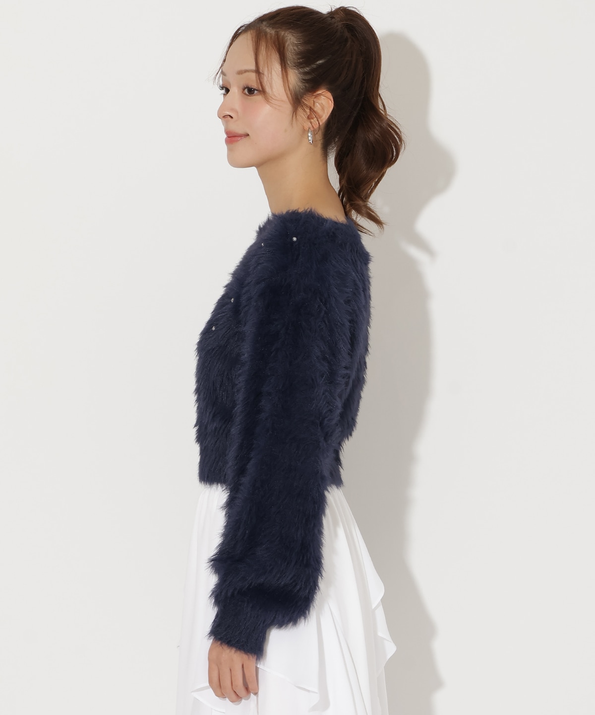 ビジューフェザーニットプルオーバー