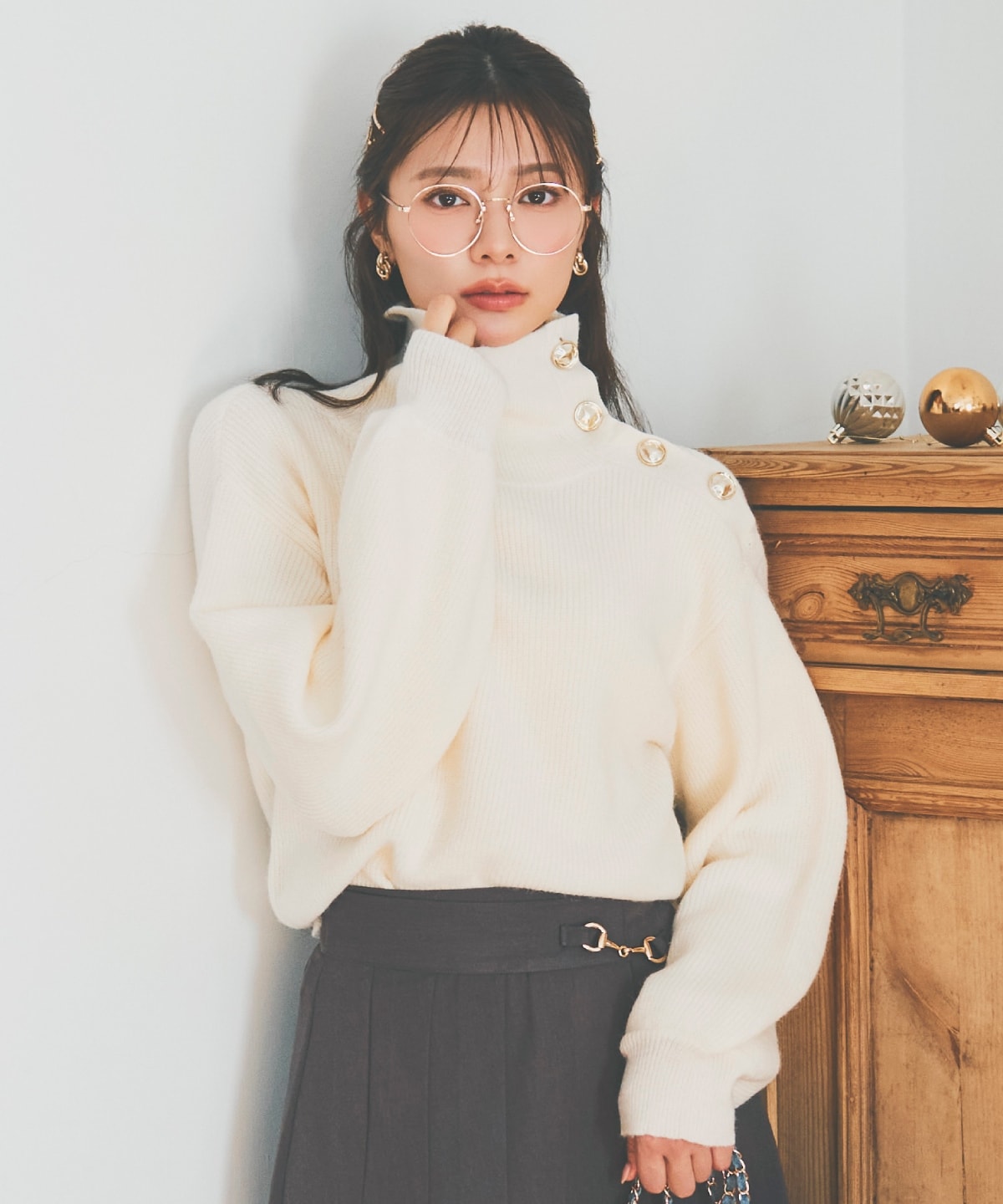 ショルダーボタンマルチウェイニットプルオーバー