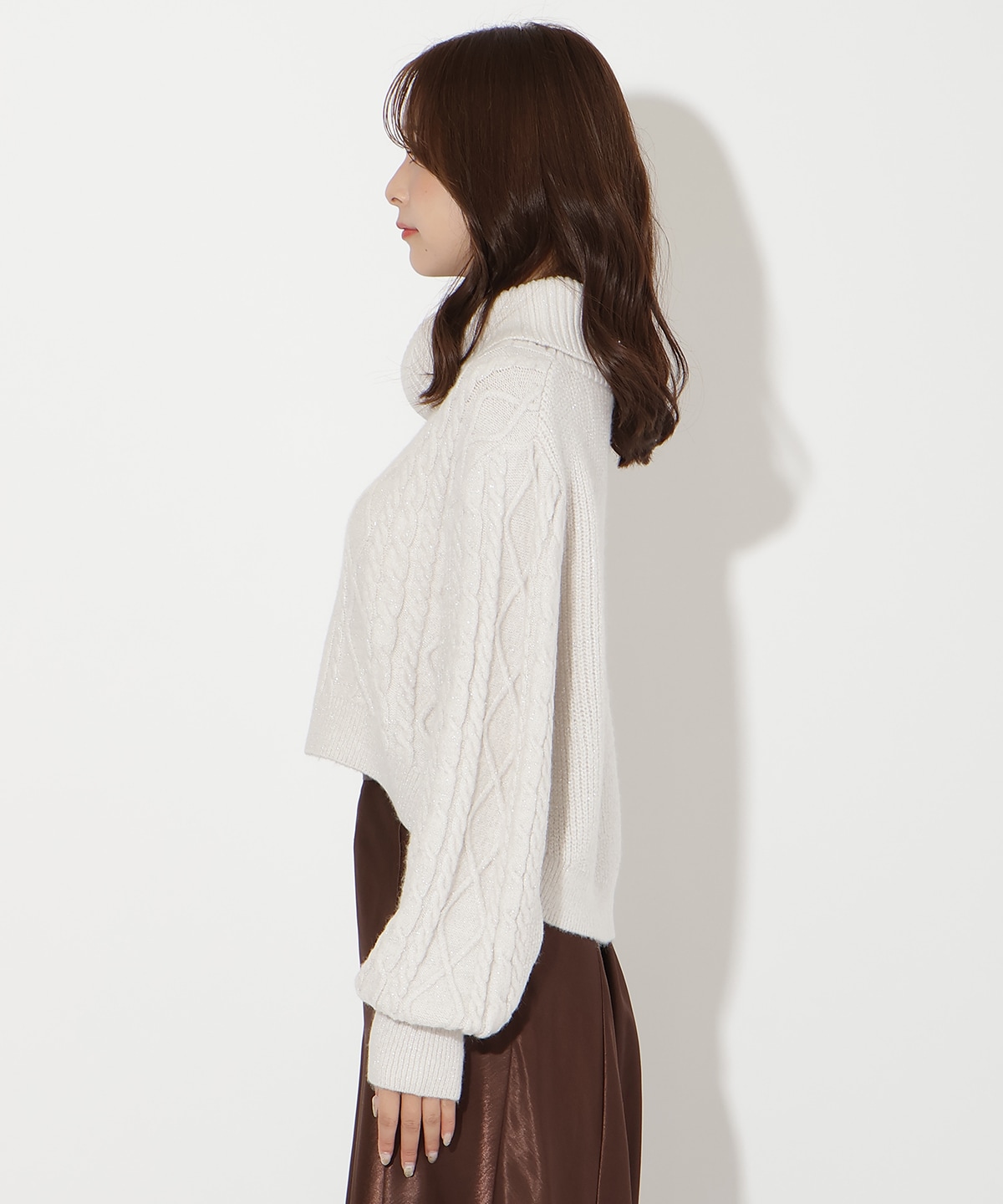 ラメケーブルタートルニットプルオーバー