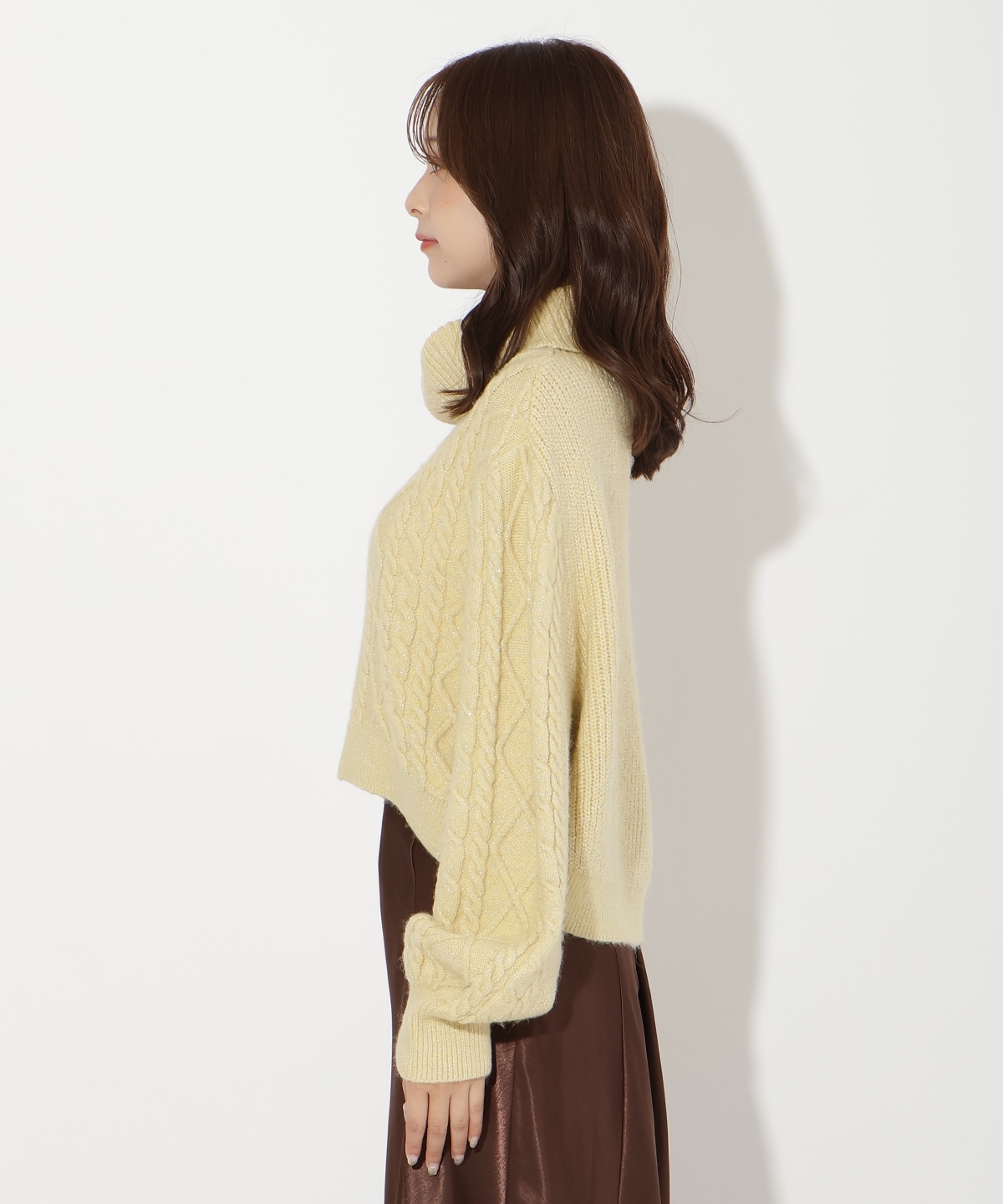 ラメケーブルタートルニットプルオーバー