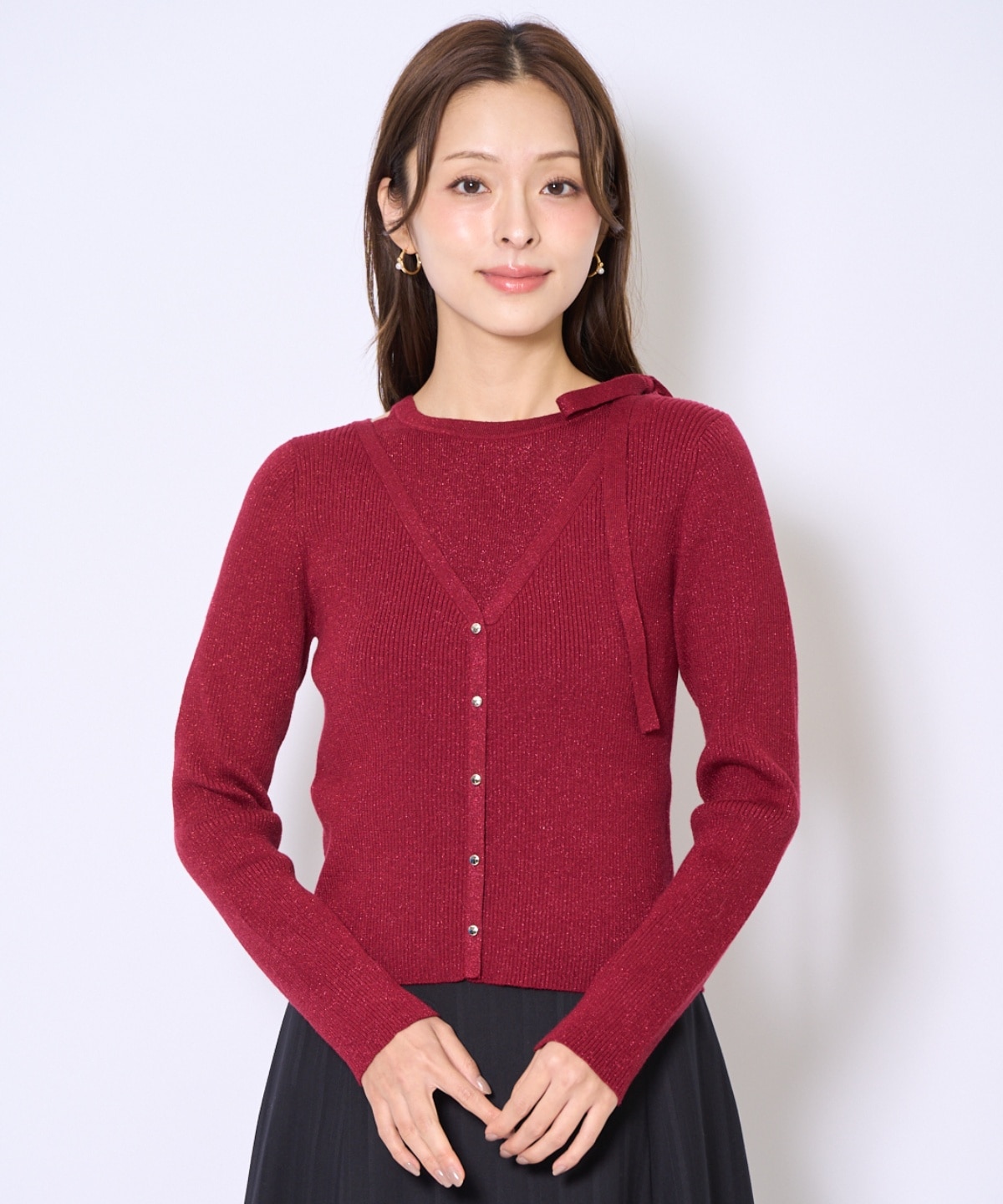 ホルタードッキングカーディガン風プルオーバー