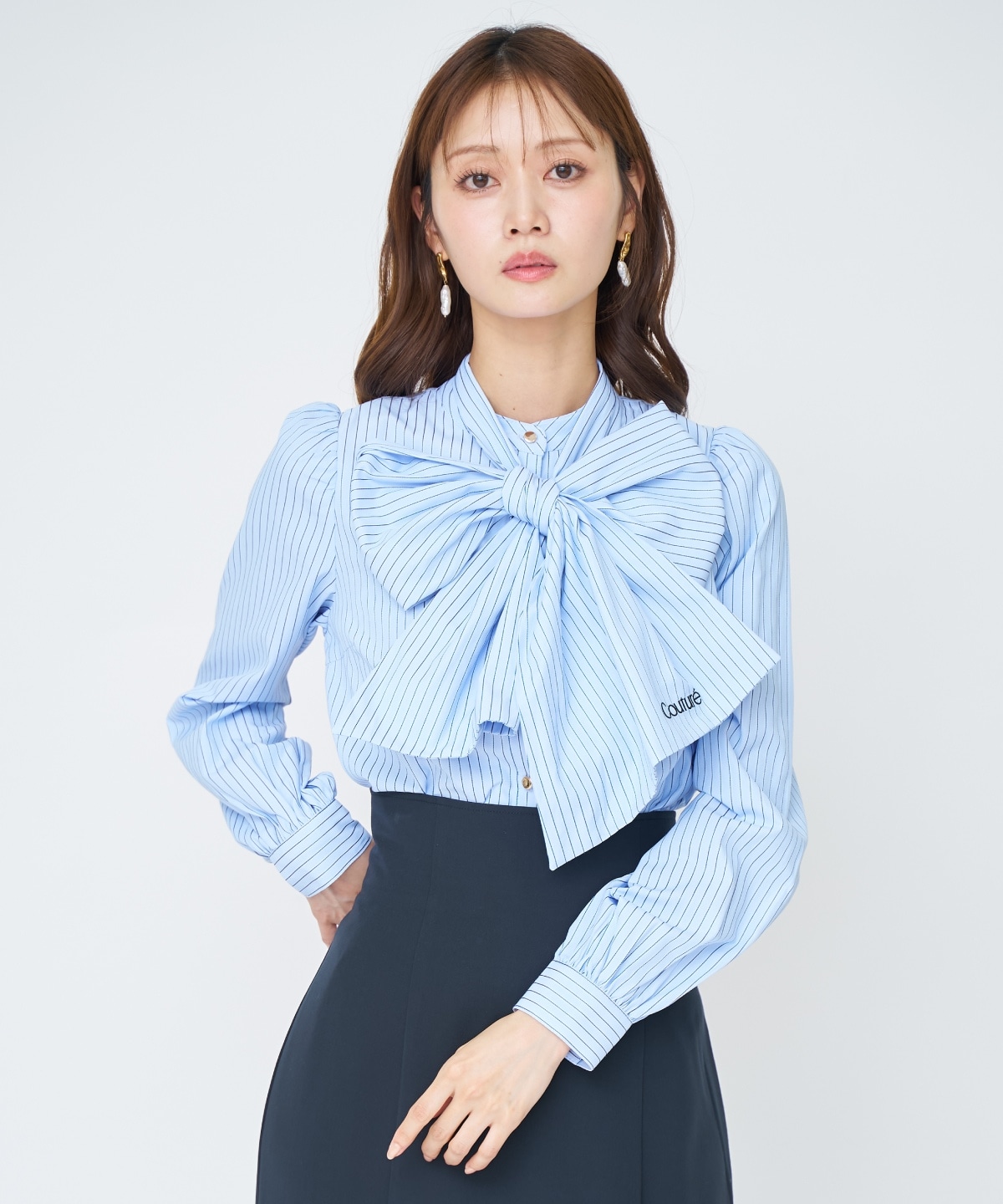 【先行予約受付中】バタフライリボンストライプブラウス