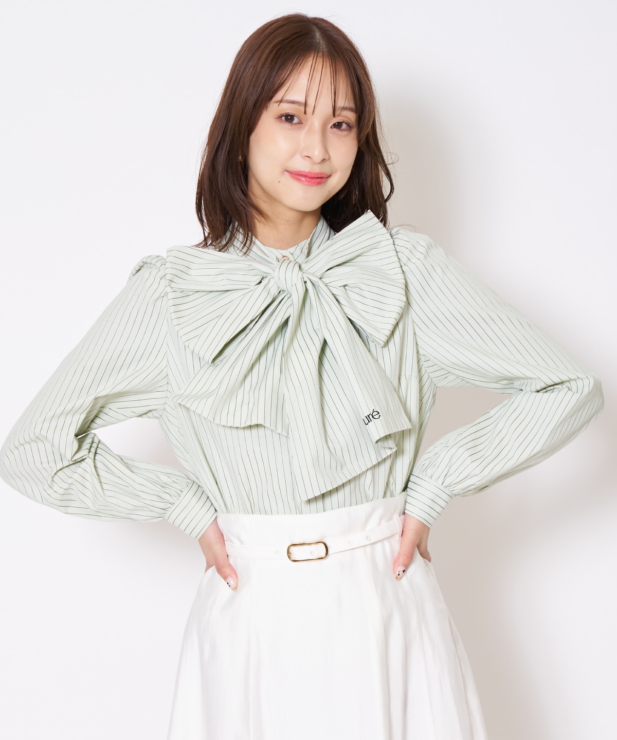 【先行予約受付中】バタフライリボンストライプブラウス